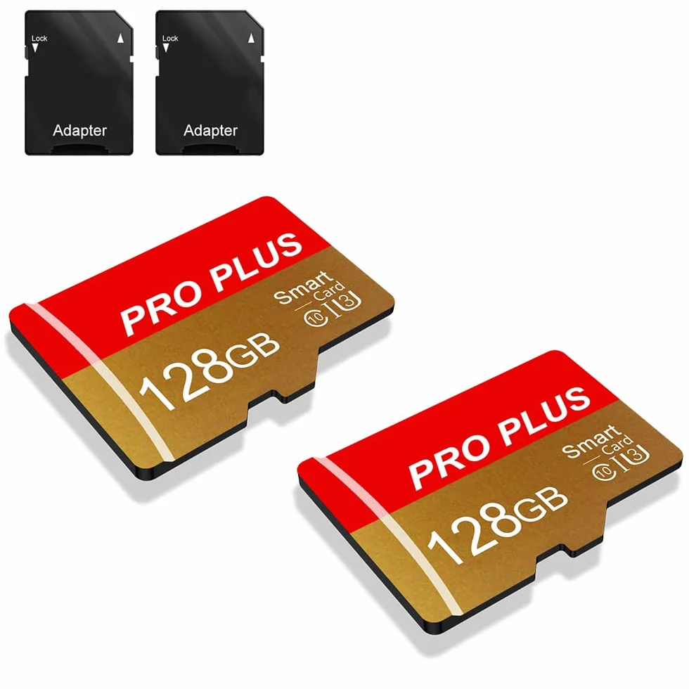 2 karty pamięci 128 GB z adapterem, karta pamięci High SpeeCard, UHS-I C10 A1 karta TF do tabletu/telefonu komórkowego/kamery/Car Audio/Game Console (TF162 Red Gold 128 GB)