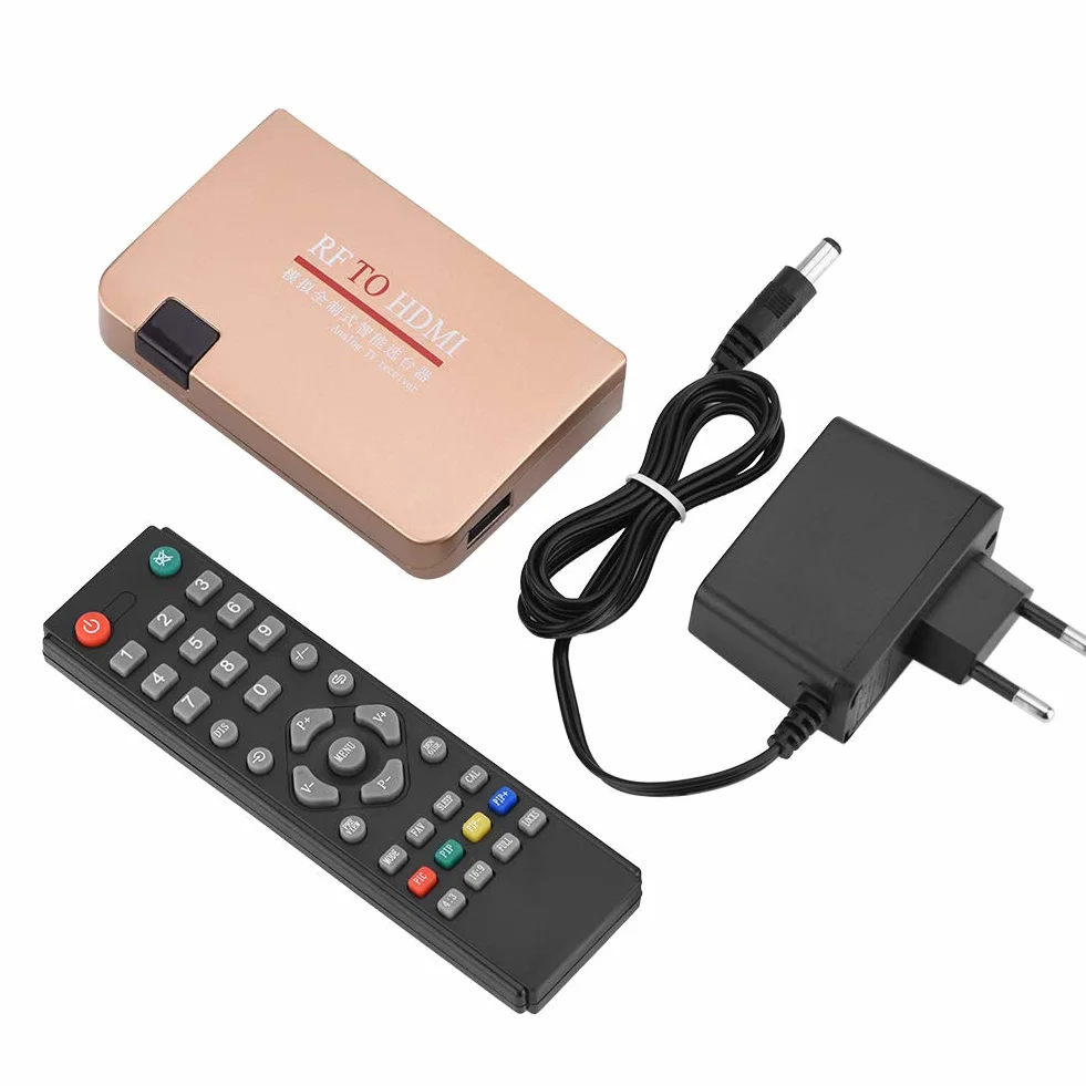 Konwerter RF na HDMI, Stabilny Adapter Modulatora RF HDMI, Konwerter Wszystkich Standardowych Analogowych Odbiorników TV z Pilotem, do Projektorów, Nauczanie Multimedialne(Wtyczka UE)