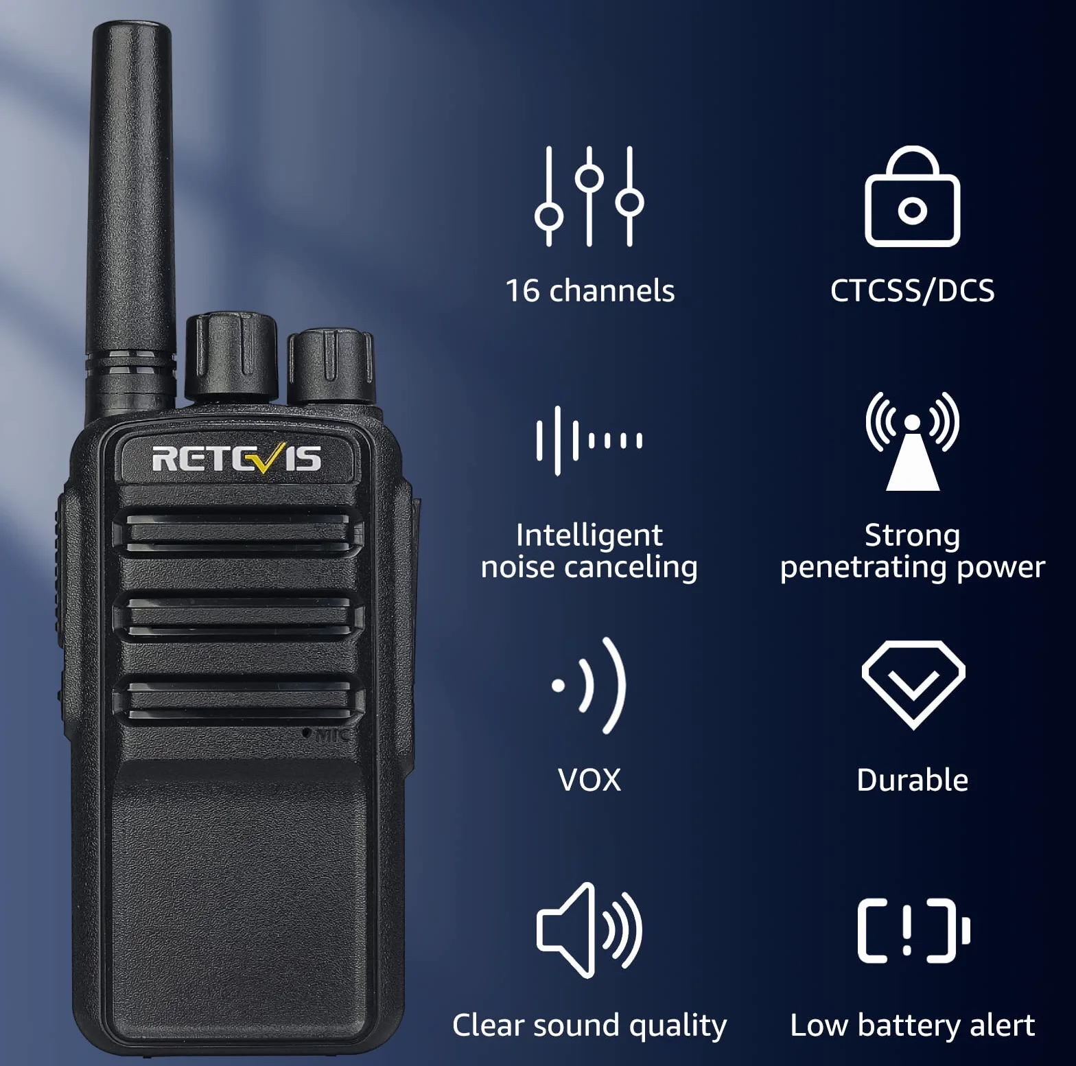Retevis NR610 Walkie Talkie, Redukcja Szumów AI, Ręczne Walkie Talkie ze Słuchawkami, PMR446 VOX, 1200mAh USB-C Akumulator Krótkofalówki dla Dorosłych, Restauracja, Bezpieczeństwo (4 Sztuki, Czarny)