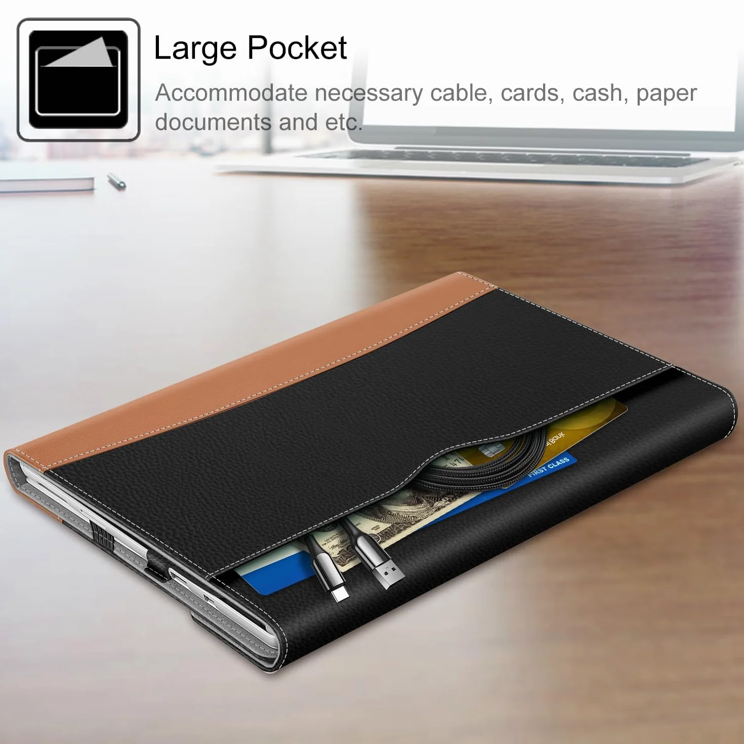 FINTIE Etui na Microsoft Surface Pro 7 / Pro 6 / Pro 5 / Pro 4 / Pro 3 - etui biznesowe z kieszenią, kompatybilne z klawiaturą typu (czarne)