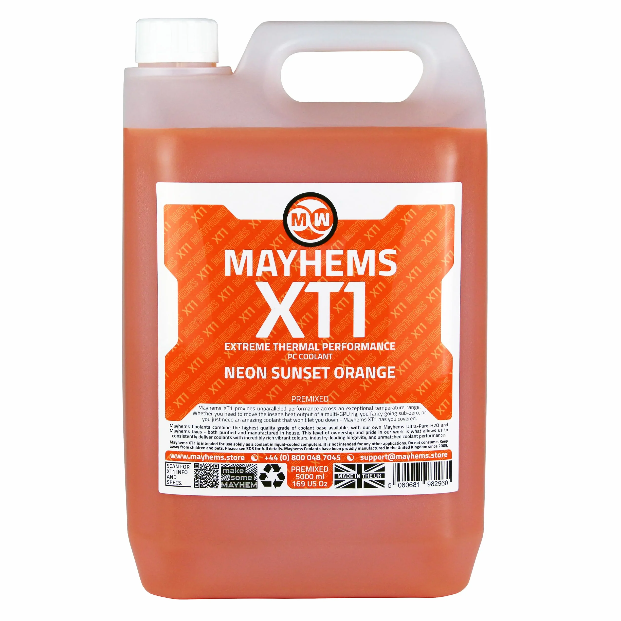 Mayhems - XT1 gotowy płyn chłodzący do komputerów PC - płyn do chłodzenia wodnego komputerów - Seria wydajności cieplnej, 5 litr, neon sunset orange (pomarańczowy)