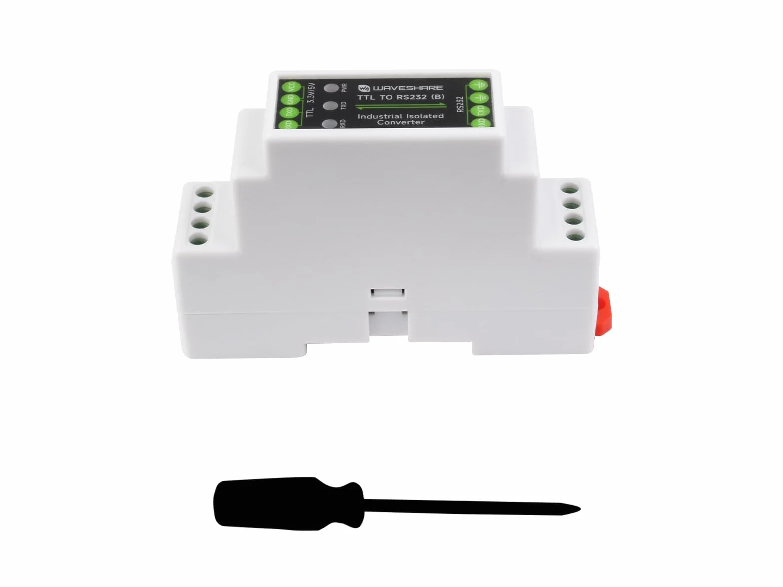 Waveshare Rail-Mount TTL To RS232 Galvanic Isolated Converter, Full-Duplex Communication, Lightningproof & Anti-Surge, Multi-Isolation Protection, TTL Serial Converter