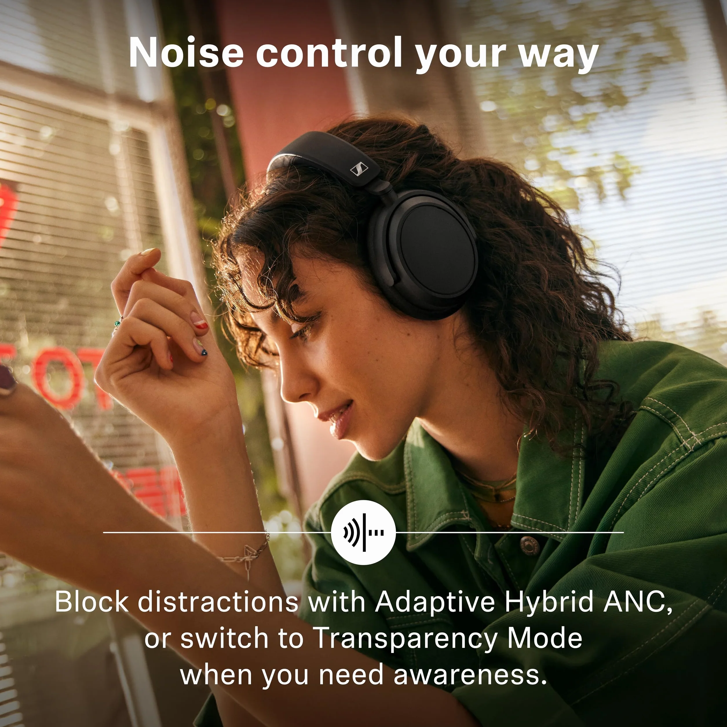 Sennheiser ACCENTUM Plus bezprzewodowe słuchawki Bluetooth – funkcja szybkiego ładowania, czas odtwarzania baterii 50 godzin, adaptacyjne hybrydowe ANC, personalizacja dźwięku, sterowanie dotykowe