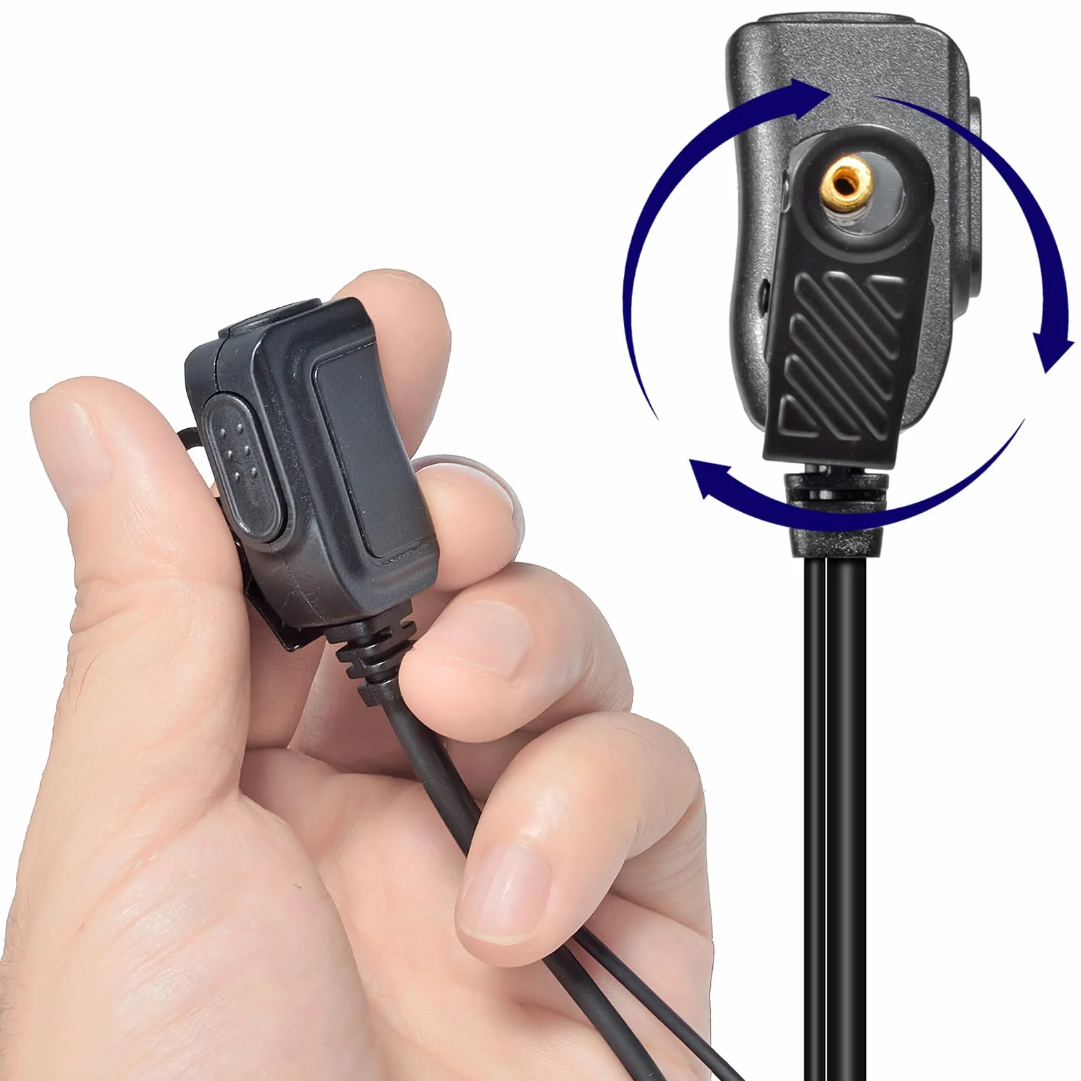 HYS Zestaw słuchawkowy | zestaw słuchawkowy PTT w kształcie G | 2-biegunowy do radiotelefonów | kompatybilny z Midland G7 pro G8 G9 Pro M24 Plus M48 M99 G6 XT G7 XTR Alan HP450