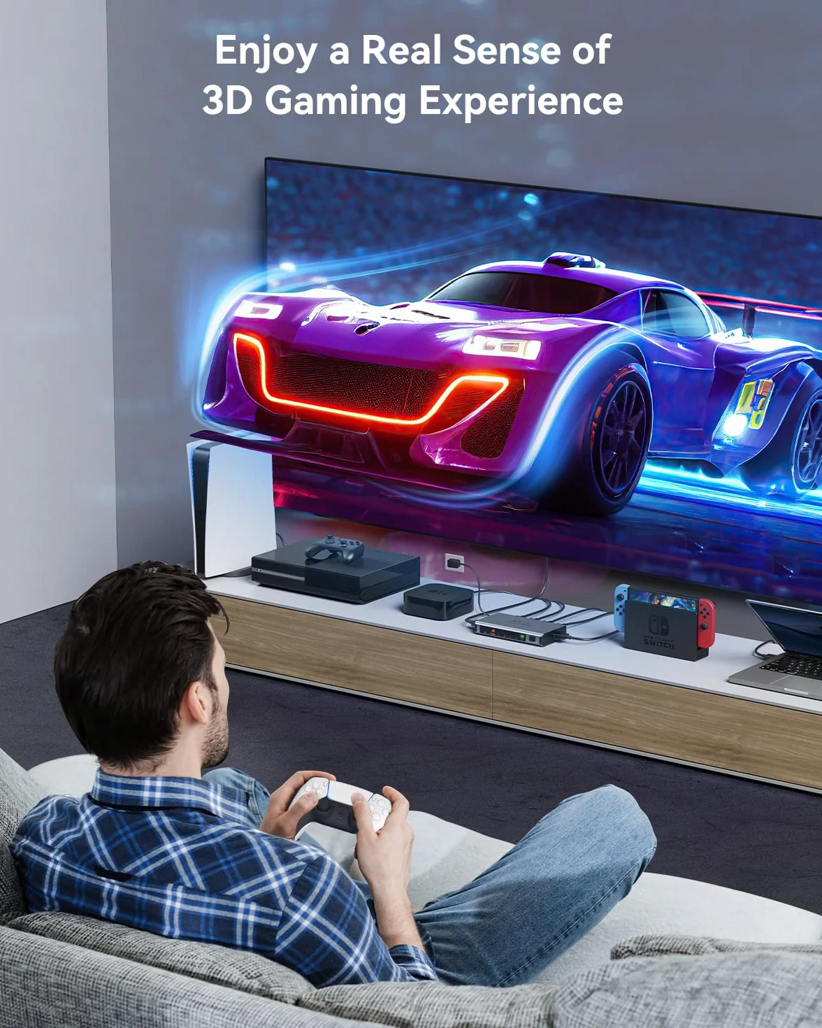 Przełącznik HDMI 5 w 1 Out 4K przy 60Hz, GANA rozdzielacz HDMI z pilotem, aluminiowy koncentrator HDMI 2.0 do 3D, HDCP2.2, HDR, kompatybilny z Xbox, PS5/4/3, Fire Stick, Roku, odtwarzaczem Blu-Ray