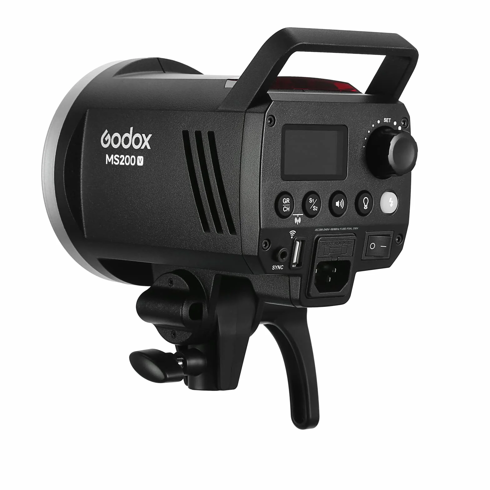 Godox MS200V lampa błyskowa studyjna z ulepszoną lampą modelującą LED, 200W GN53 Bowens Mount Monolight, lekka i przenośna, 2,4G Wireless X System Studio Strobe do fotografii portretowej w studio