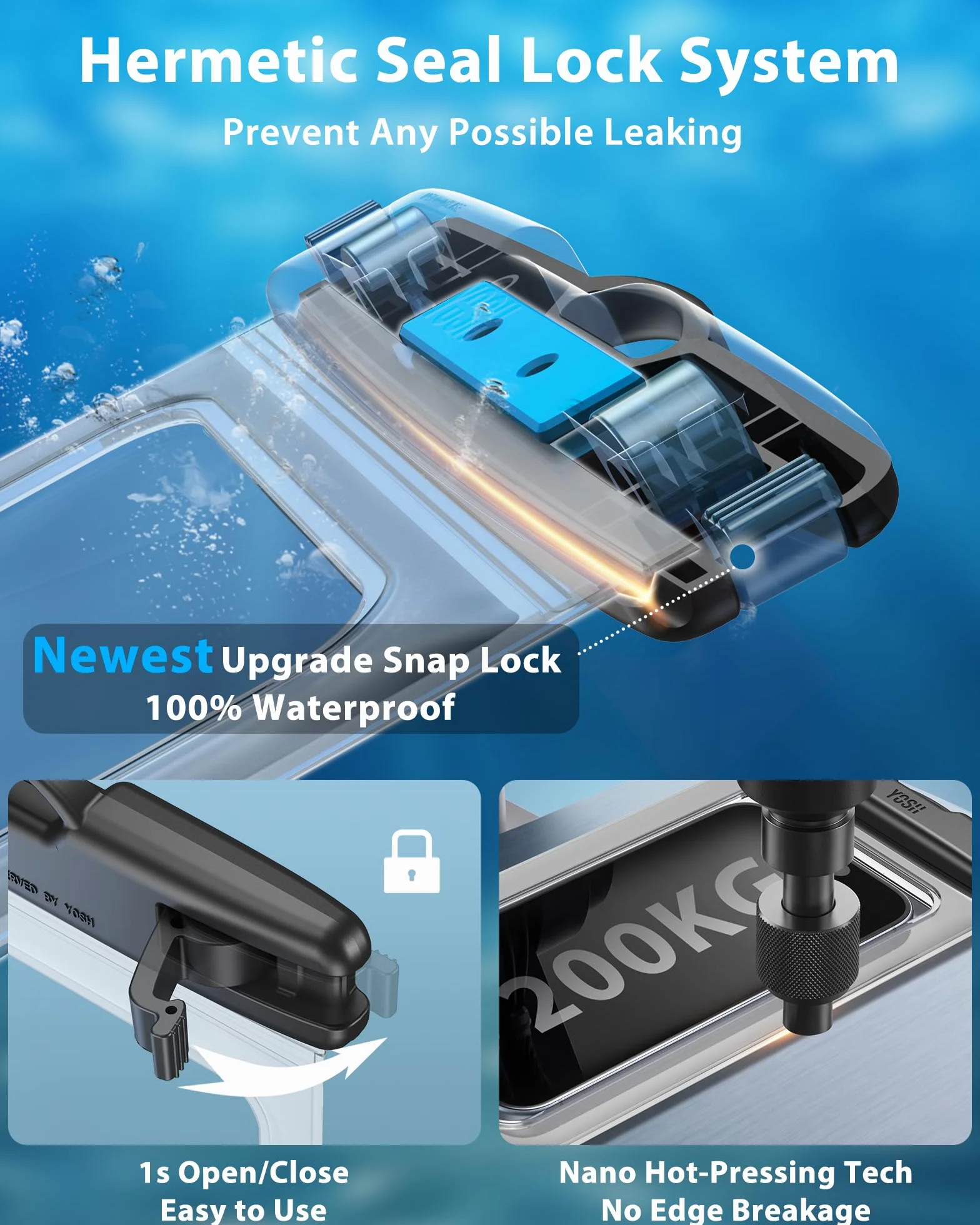YOSH Wodoodporne etui na smartfona [2 sztuki], wodoszczelne etui na telefon, wodoodporne etui na smartfona iPhone 17 16 15, 14, 13, 12, 11 Pro, XR, Galaxy S26, S25, S24, S23, Ultra, przezroczyste