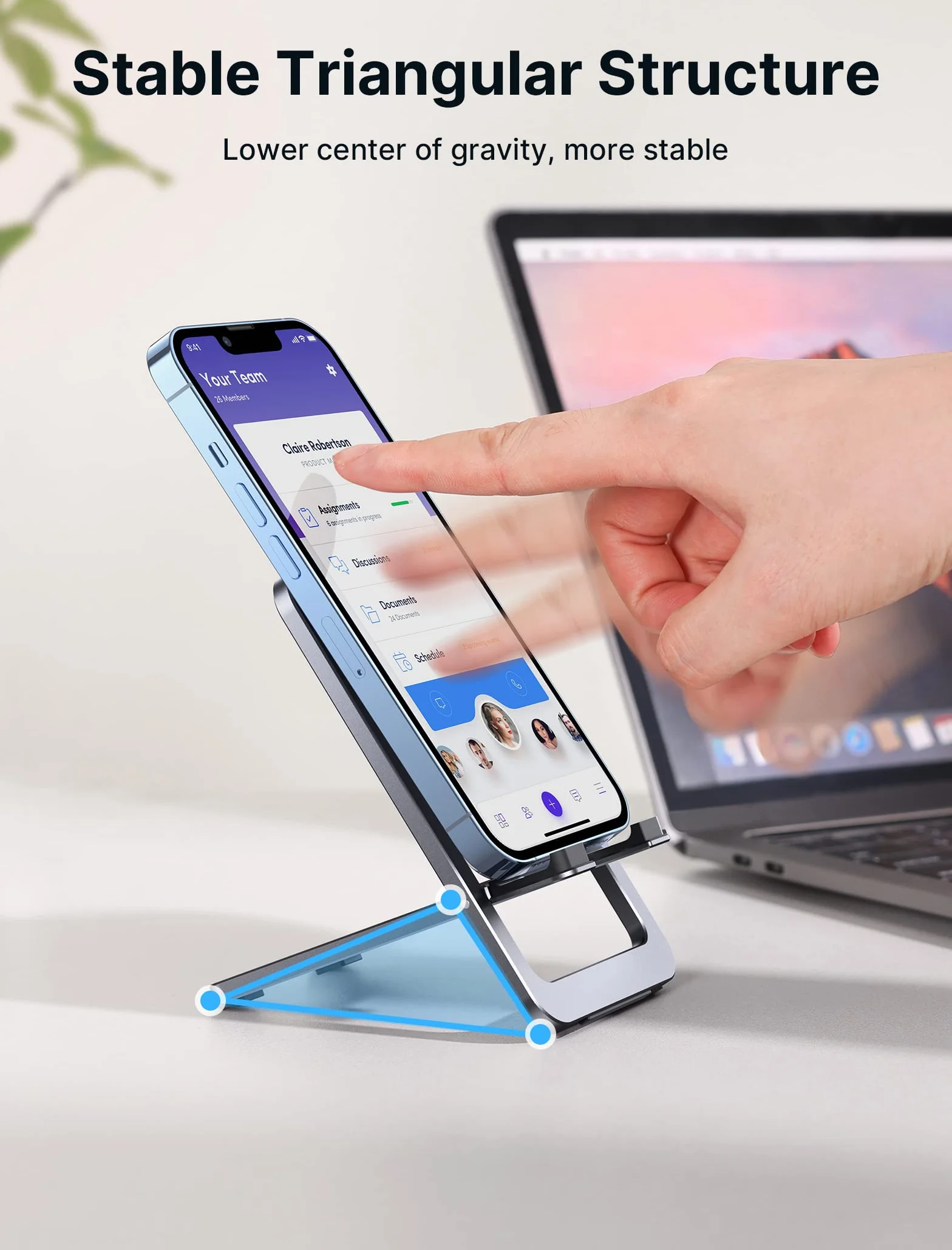 JSAUX Stojak na telefon komórkowy, składany aluminiowy regulowany uchwyt na telefon na biurko przenośne niezbędne akcesoria biurowe do iPhone'a 17 16 15 14 13 Pro Max Samsung S25 S24 S23 Ultra