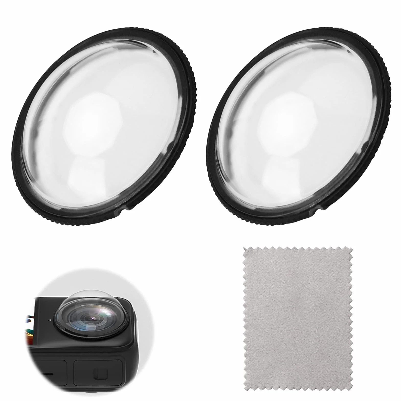 APOMOONS 2 osłony soczewek, akcesoria do obiektywu premium Insta360 X4, obracane lusterko 3D, ochrona przed UV i zadrapaniami, ze ściereczką