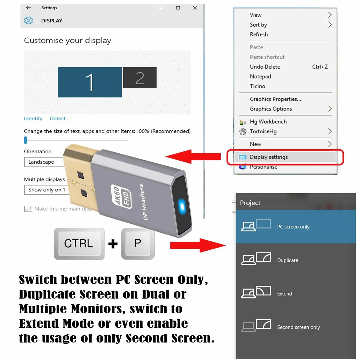 CY Adapter 4K przy 60 Hz DP wirtualny wyświetlacz Displayport aktywny adapter atrapa wtyczka bez głowy emulator ducha 1080p przy 120Hz