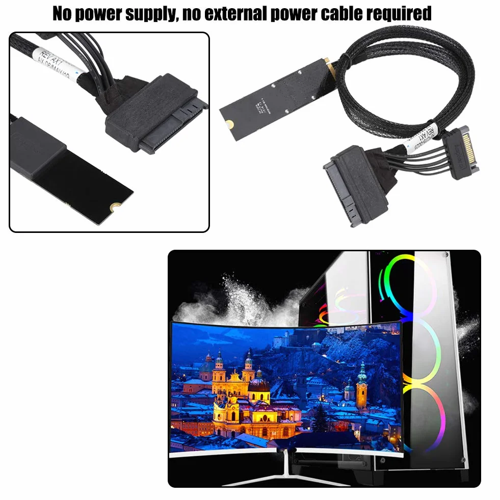 Kabel U.2 do M.2 SF-8639 Szybki Adapter do Dysków SSD NVMe w Stacjonarnych Stacjach Roboczych 50 Cm