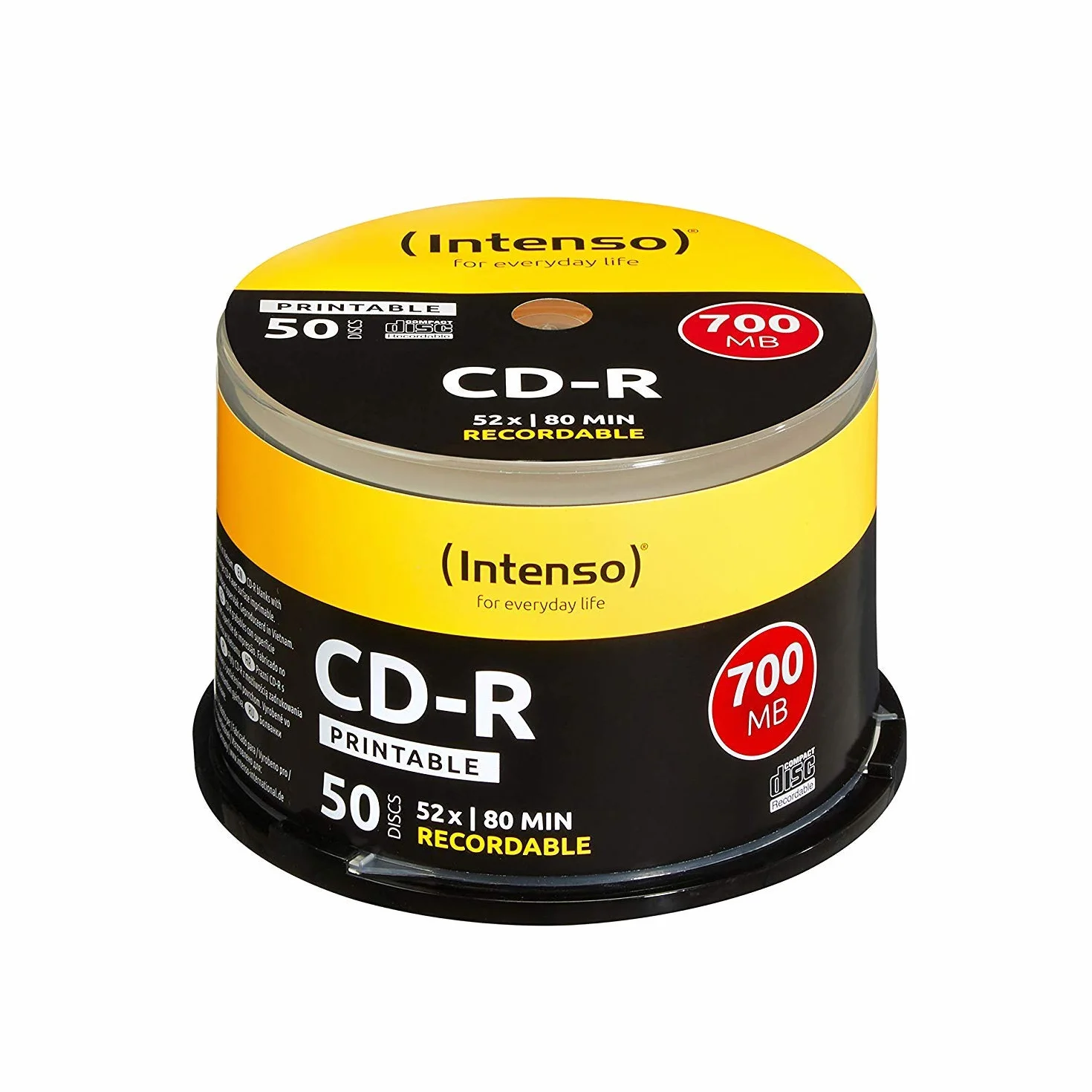 Intenso 1801125, CD-R Płyty 700 MB, Czarny/Żółty