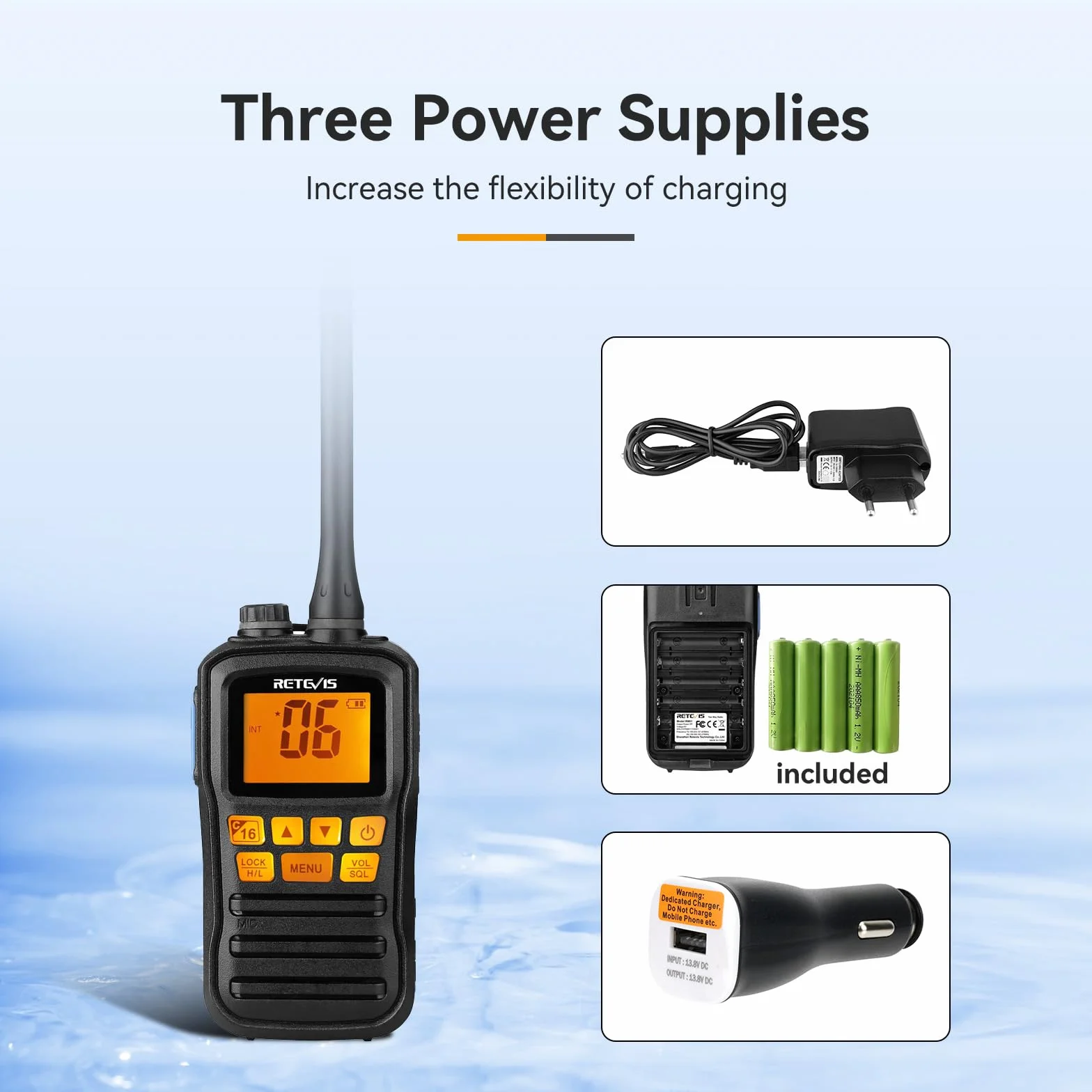 Retevis RM01 VHF Marine Radio, Wodoodporne Walkie-Talkie IP67, Wibracje, Pływający, Akumulator, Przenośne Radio ze Słuchawką do Kajakarstwa, Wędkarstwa, Pływania (Czarny, 1 Szt)