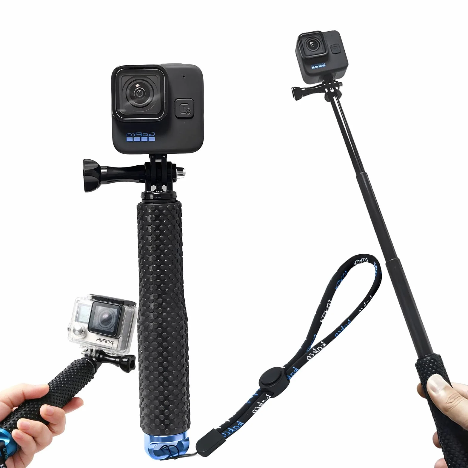 Wodoodporny wysuwany kij do selfie, aluminiowy uchwyt do GoPro 3+/4/3/2/5, 48.3 cm