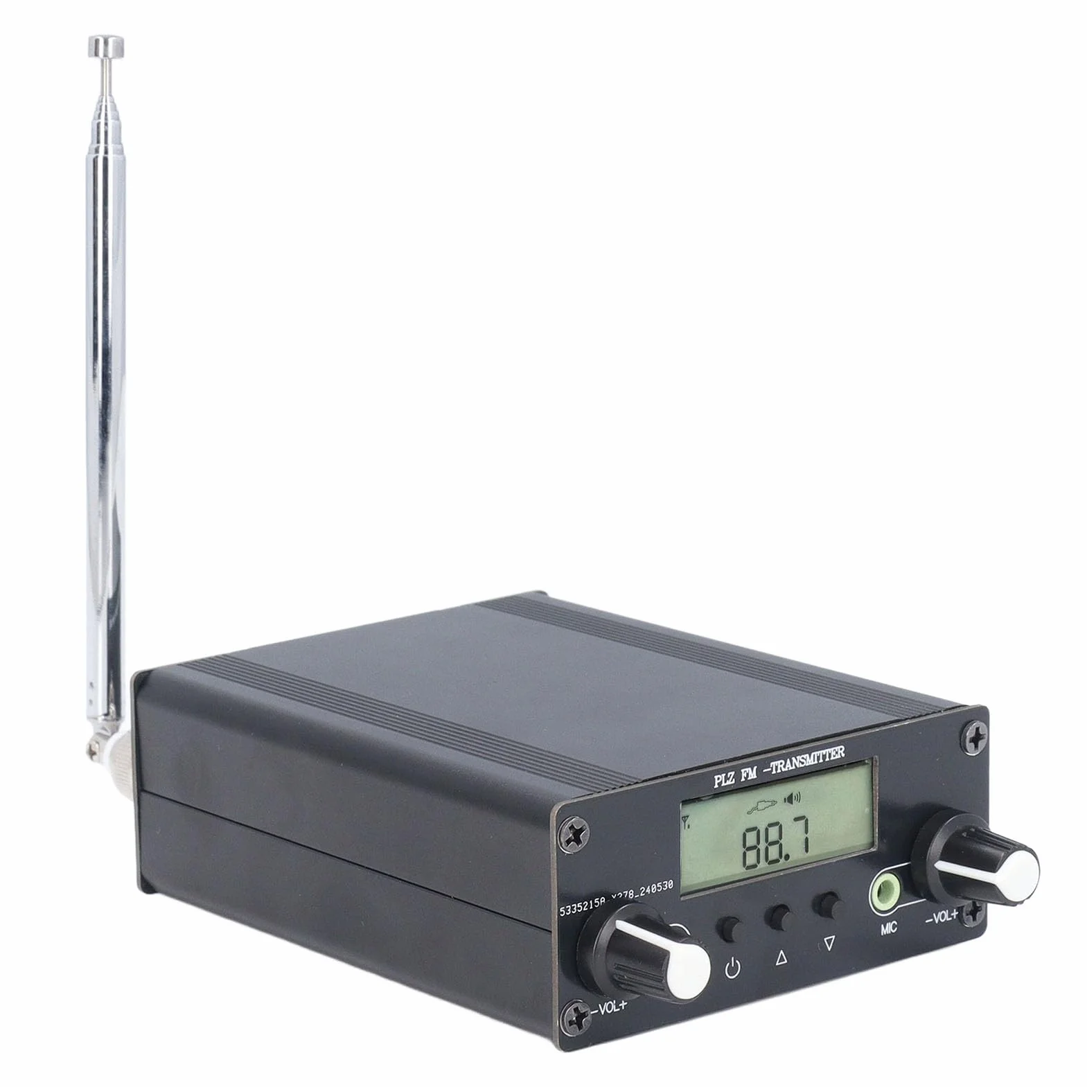 Naroote Nadajnik Stereo FM, Nadajnik Transmisji FM DC12V, Stacja Radiowa Dalekiego Zasięgu z Gniazdem Dźwiękowym Mikrofonu 3,5 Mm i Zasięgiem 76–108 MHz dla Kin, Domów i Bibliotek