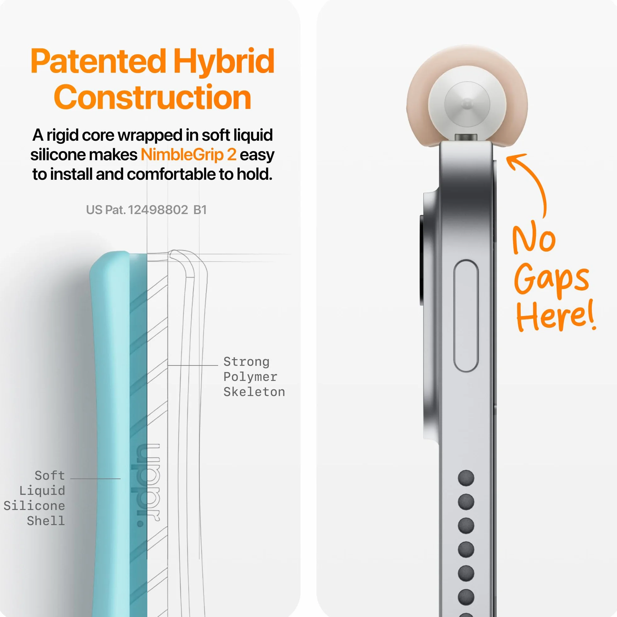 NimbleGrip 2 Ergonomiczny uchwyt premium, kompatybilny z Apple Pencil 2 i Apple Pencil USB-C (otwarta strona, lawenda)