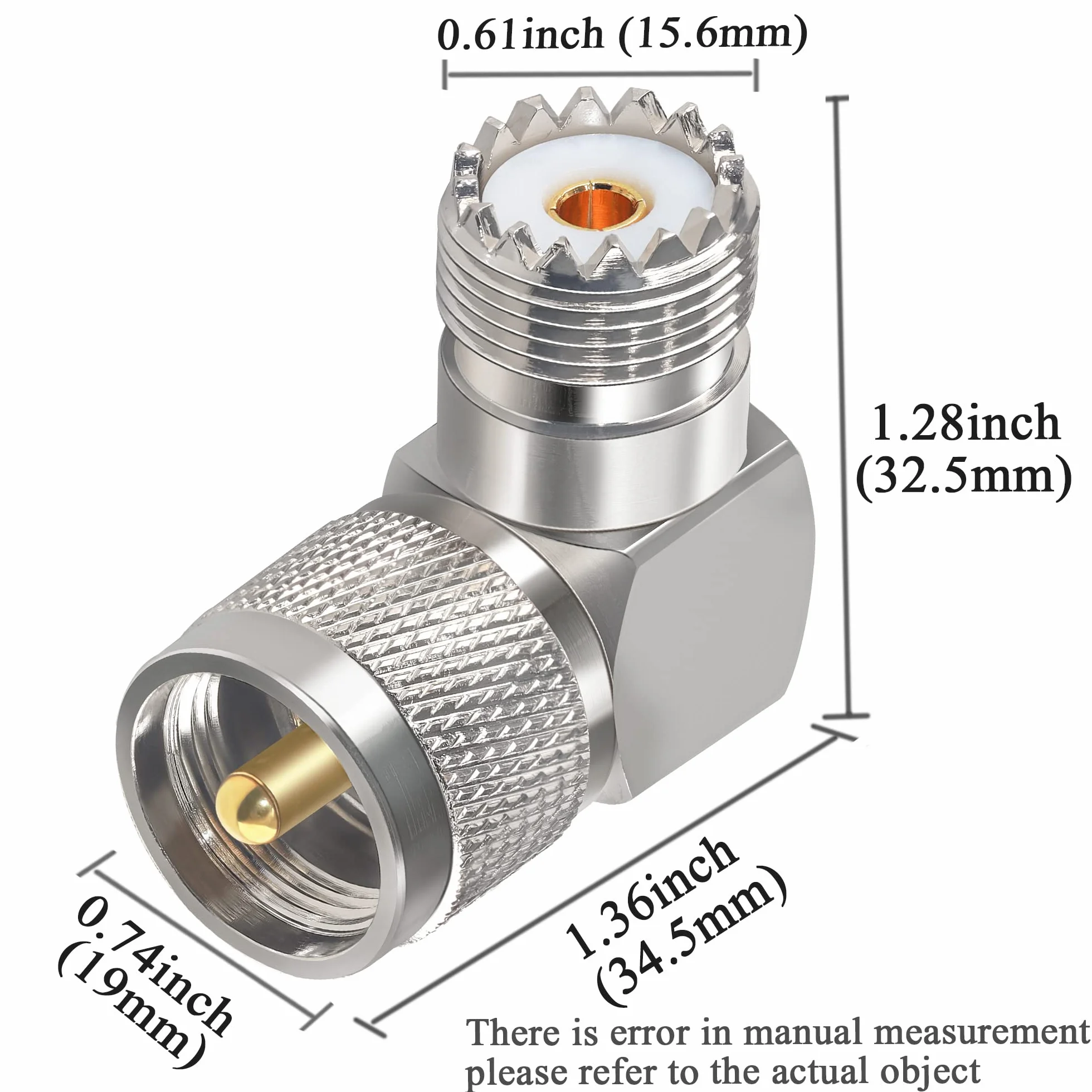 TUOLNK UHF męskie na żeńskie złącze kątowe UHF PL259 męski na SO239 żeńskie kolano 90 stopni adapter koncentryczny RF PL-259 L kształt koncentryczny adapter do przedłużacza 2 szt