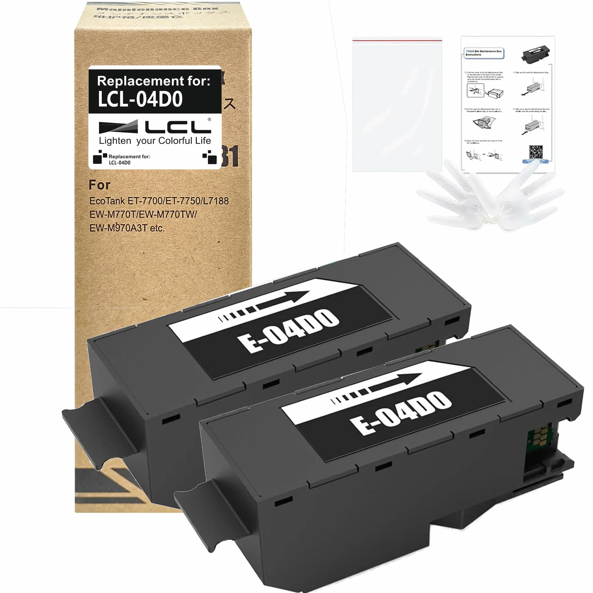 LCL T04D0 Pojemnik do konserwacji tuszu Zamiennik dla Epson 04D0 T04D0 C13T04D000 EWMB1 Pojemnik do konserwacji tuszu Zamiennik dla Epson EcoTank ET-7700 ET-7750 L7188 (2-Pack)