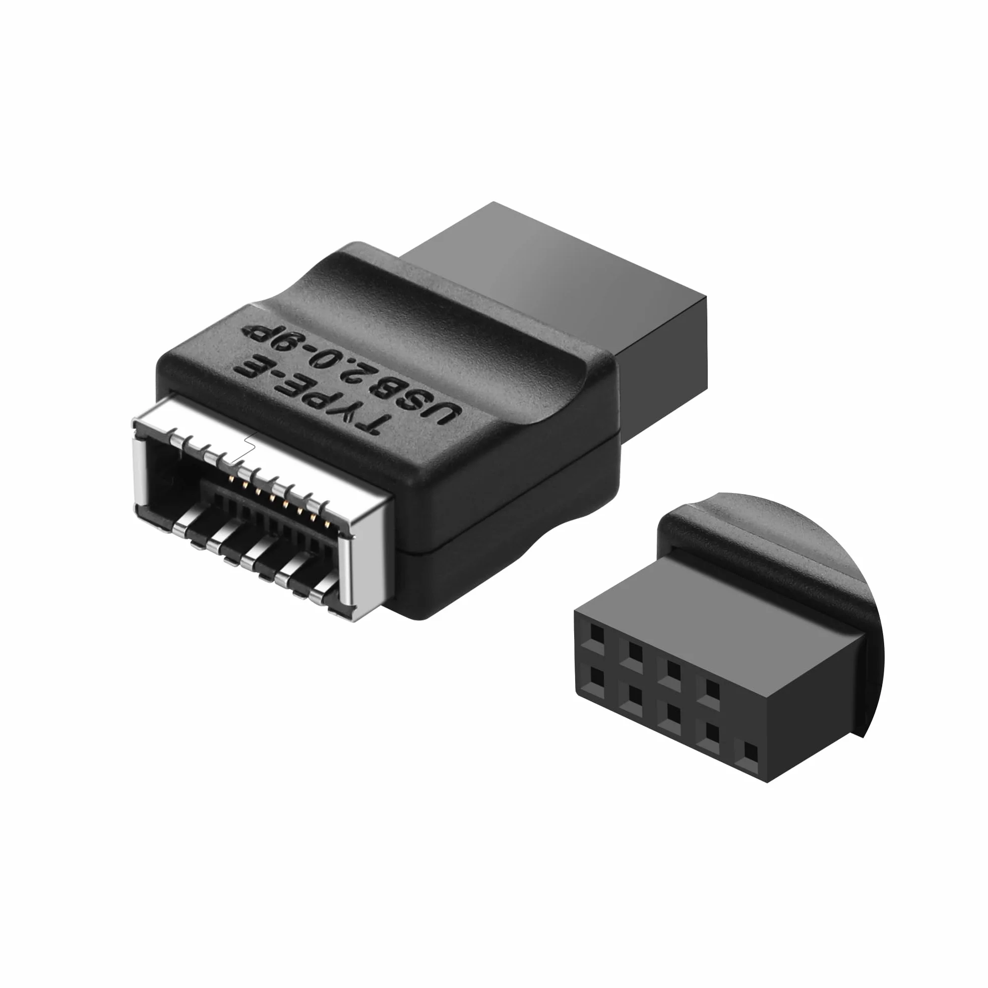 SinLoon Adapter USB 2.0 9Pin do wtyku płyty głównej typu E, przedni złączowy konwerter USB 2.0 9-Pin żeński do żeńskiego typu E, przedni adapter panelu USB