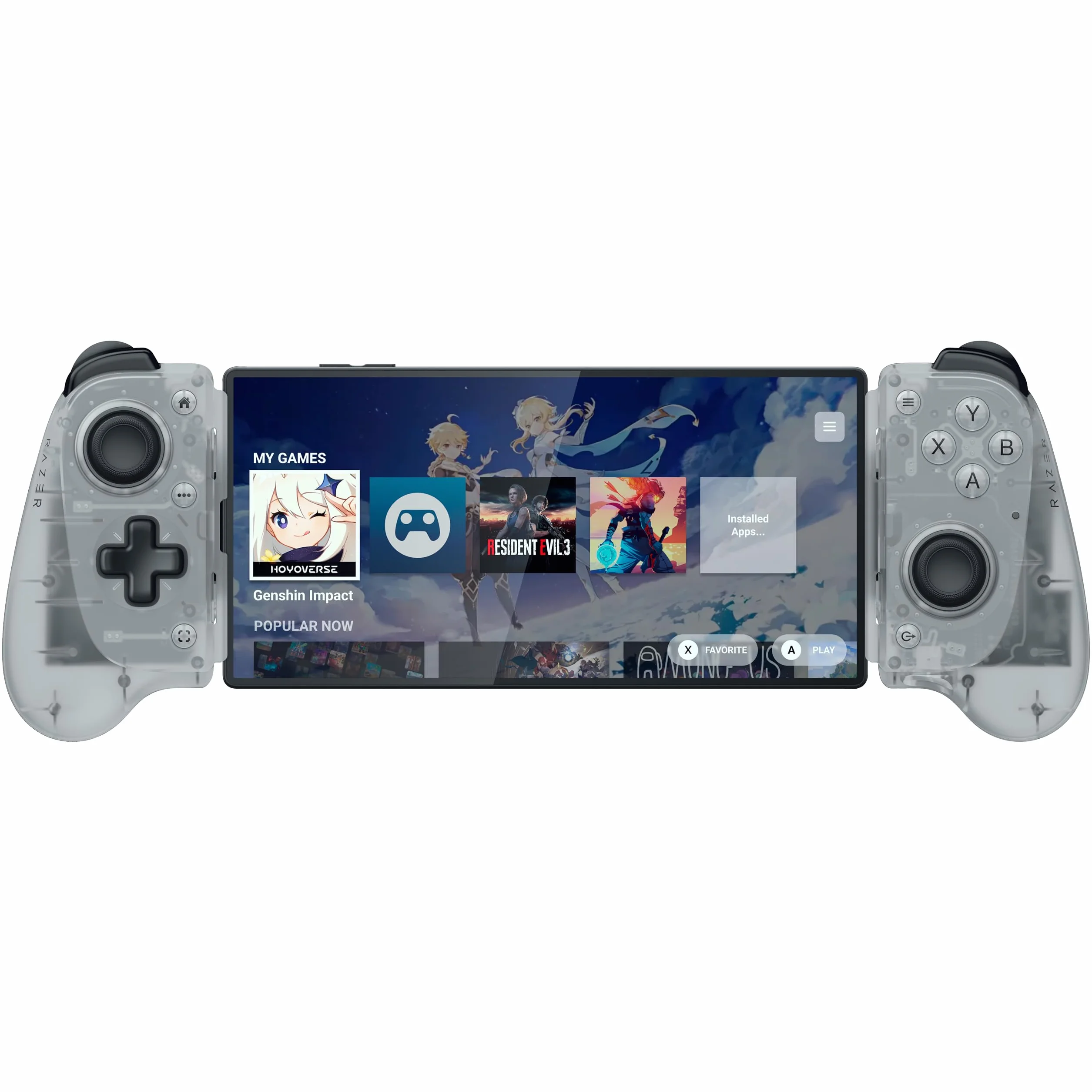 Razer Kishi V3 Phantom White - Pełnowymiarowy kontroler mobilny do smartfonów iPhone i Android - USB-C - Analogowe drążki z funkcją Anti-drift - 12 przycisków | Phantom White Edition