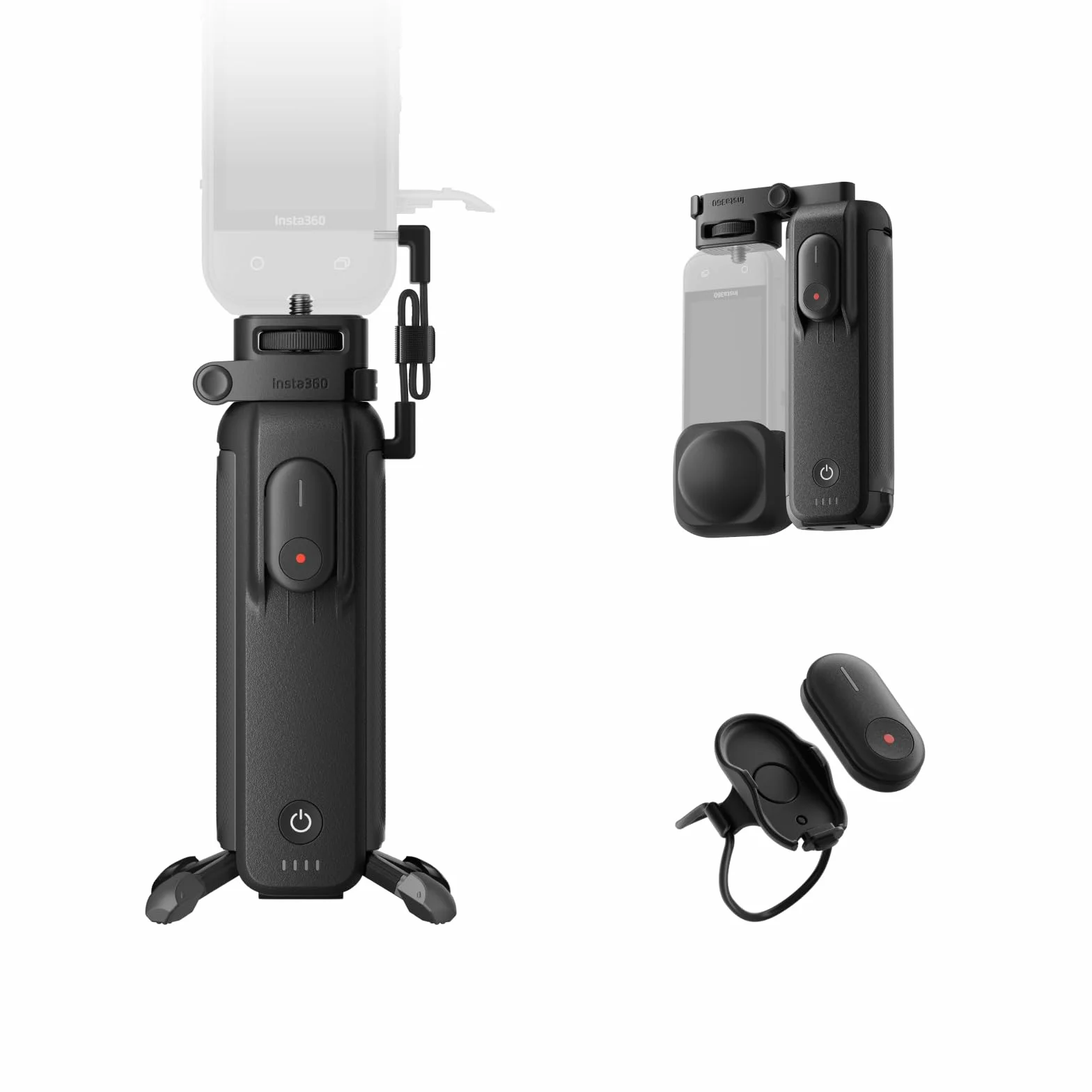 Insta360 FOMO-Power-uchwyt z akumulatorem 6.100 mAh, mini pilot zdalnego sterowania, składany statyw czteronożny, obsługa wstępnego nagrywania dla X5, X4, X3, X4 Air, vlogowanie w podróży, przygody na