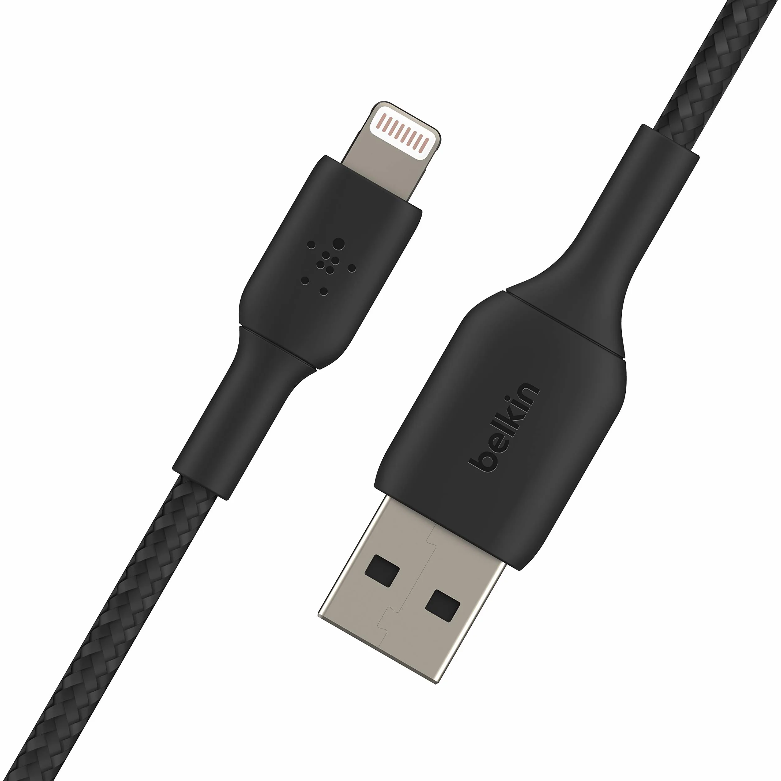 Belkin pleciony kabel Lightning (Boost Charge Lightning/kabel USB do iPhone'a, iPada, AirPods) kabel do ładowania iPhone'a z certyfikatem MFi, pleciony kabel Lightning na USB-A, (1 m, czarny)