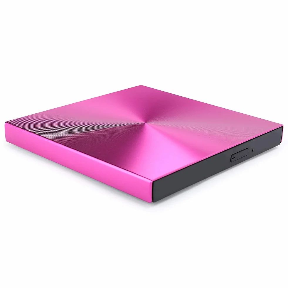 Zewnętrzny napęd optyczny Ccylez, przenośny napęd CD/DVD +/- RW USB 3.0 Cienka nagrywarka DVD/CD z nagrywarką, napęd DVD-RW do laptopa Desktop (róża)