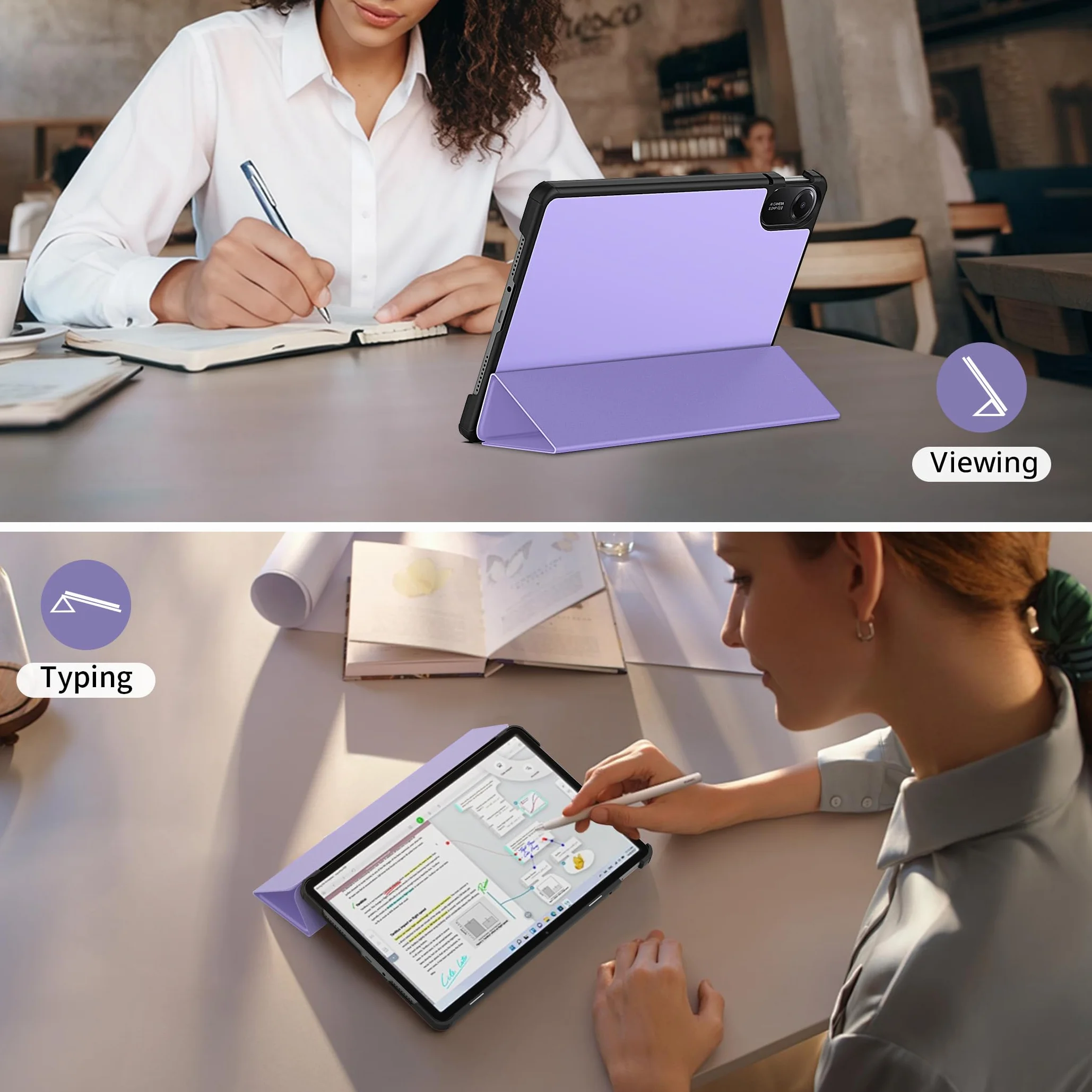 Etui do Xiaomi Redmi Pad 2 11 cali, ochronne, ultra cienka skóra poliuretanowa, stojak, automatyczne wygaszanie (fioletowe)