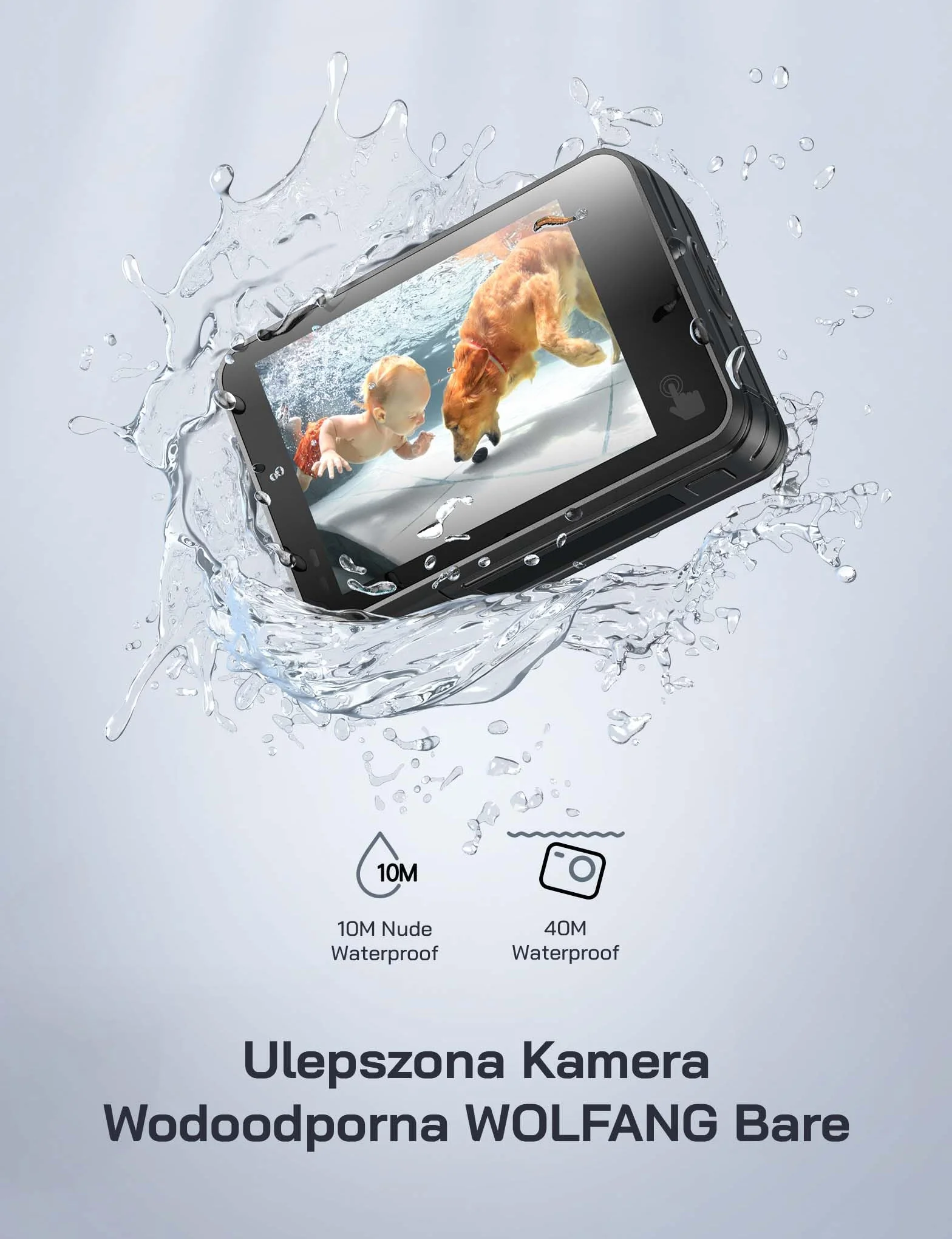 WOLFANG GA420 Kamera akcji 4K 60FPS 20MP Kamera podwodna WiFi 40M Wodoodporny stabilizator obrazu EIS Dwuekranowa kamera na kask (zewnętrzny mikrofon, pilot, 2x1350mAh baterie i zestaw akcesoriów)
