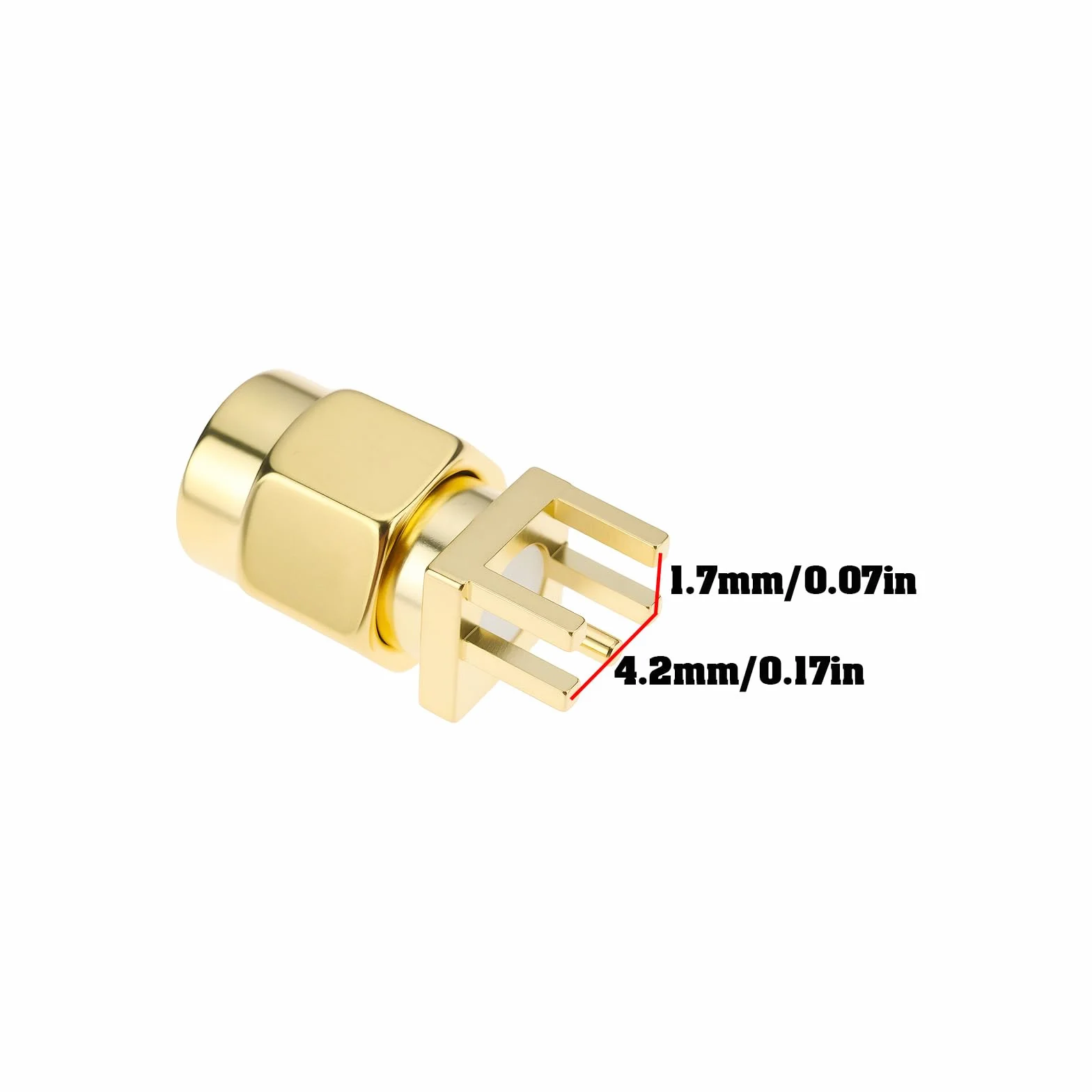 Create idea 10 szt. 4-pinowe złącze wtykowe SMA męskie 1,7 x 4,2 mm wtyczka do montażu krawędzi panelu PCB 50 omów do anteny radiowej