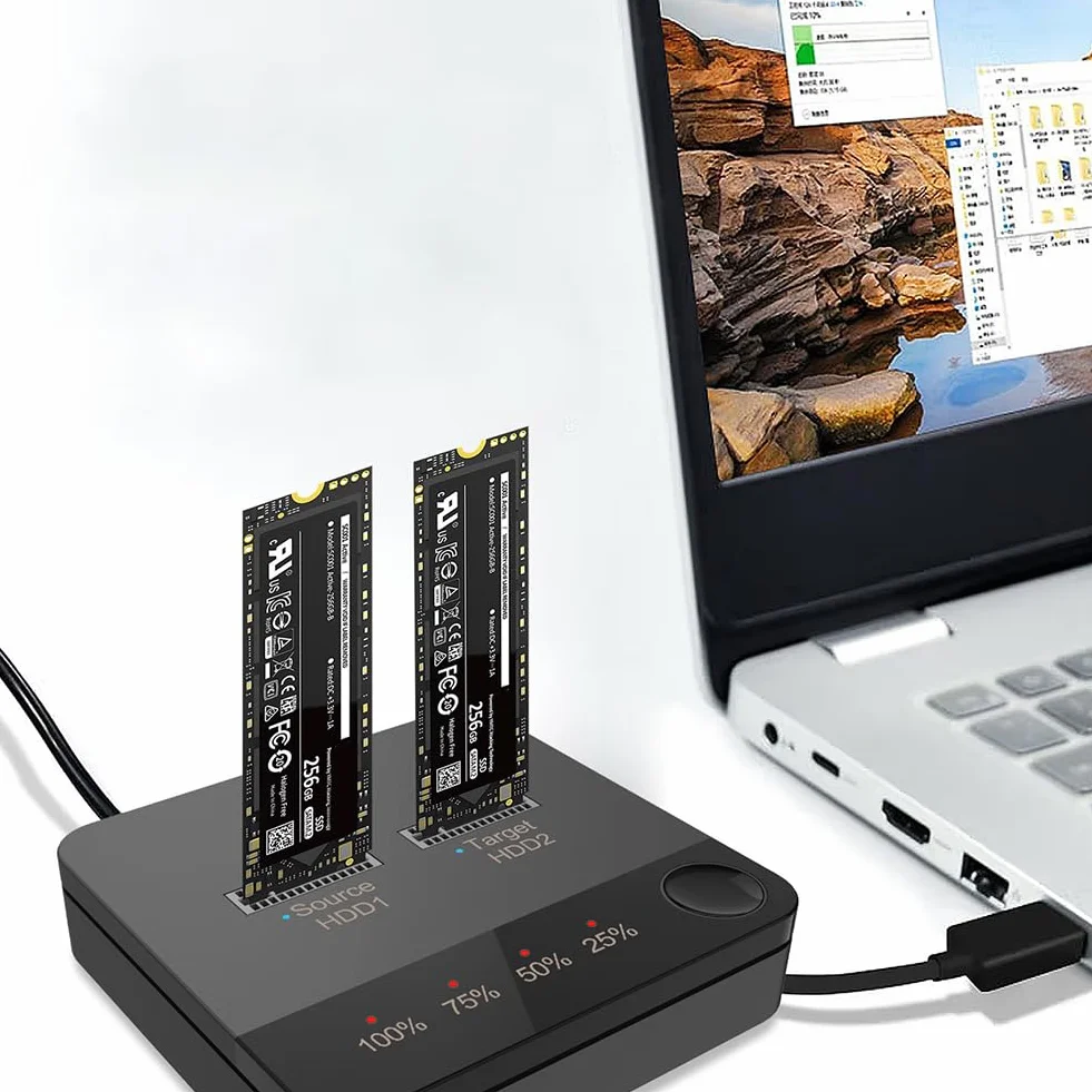 M.2 SATA/NVMe Dual-Bay Hard Drive Stacja dokująca Clone Duplicator dla SSD Rozmiar 2230-22110