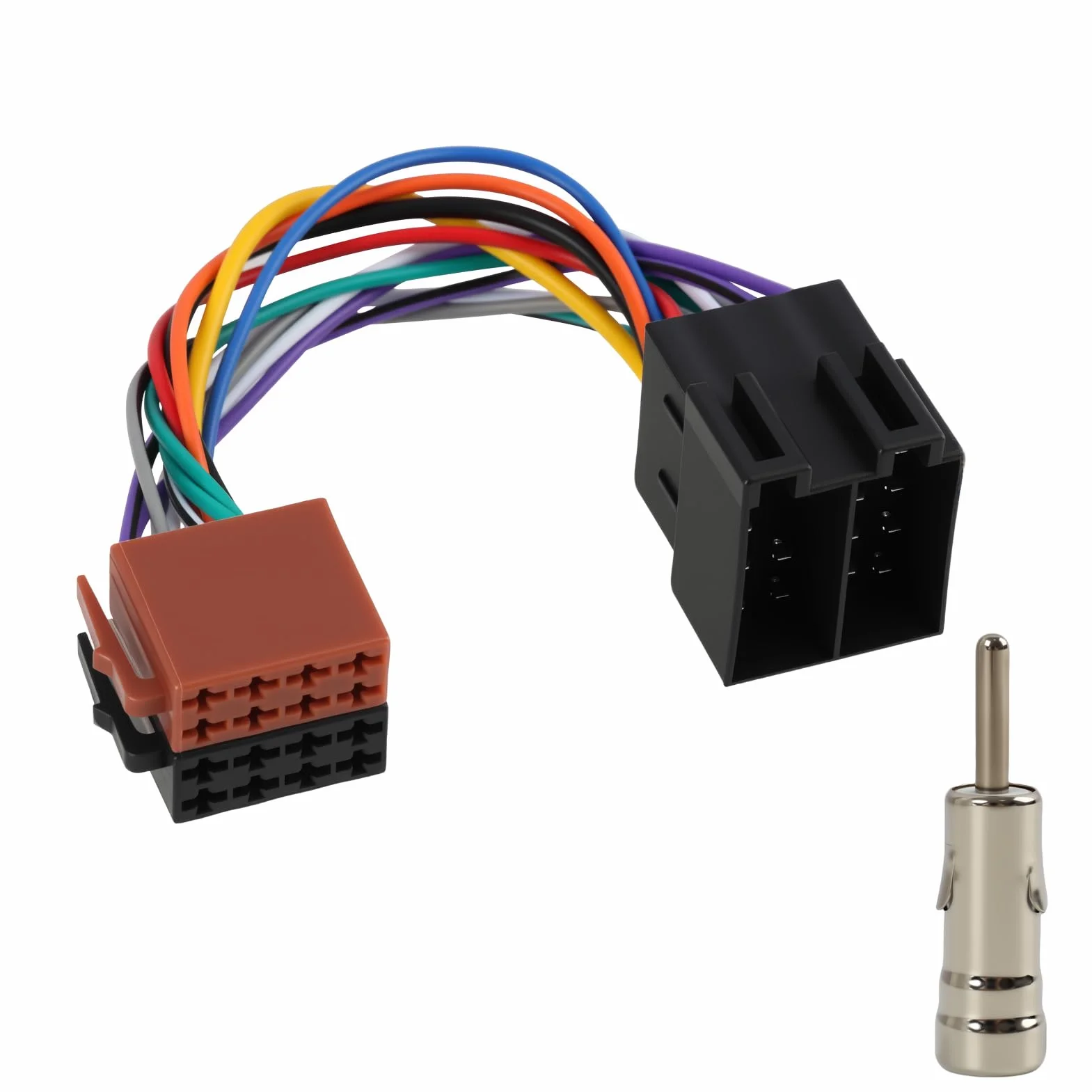 Zestaw adapterów do radia samochodowego, 16 pinów, wtyczka ISO na gniazdo, adapter antenowy DIN/ISO z zaciskiem wtykowym 15 i 30, przedłużacz radia do radia samochodowego, wiązki kabli, adapter do