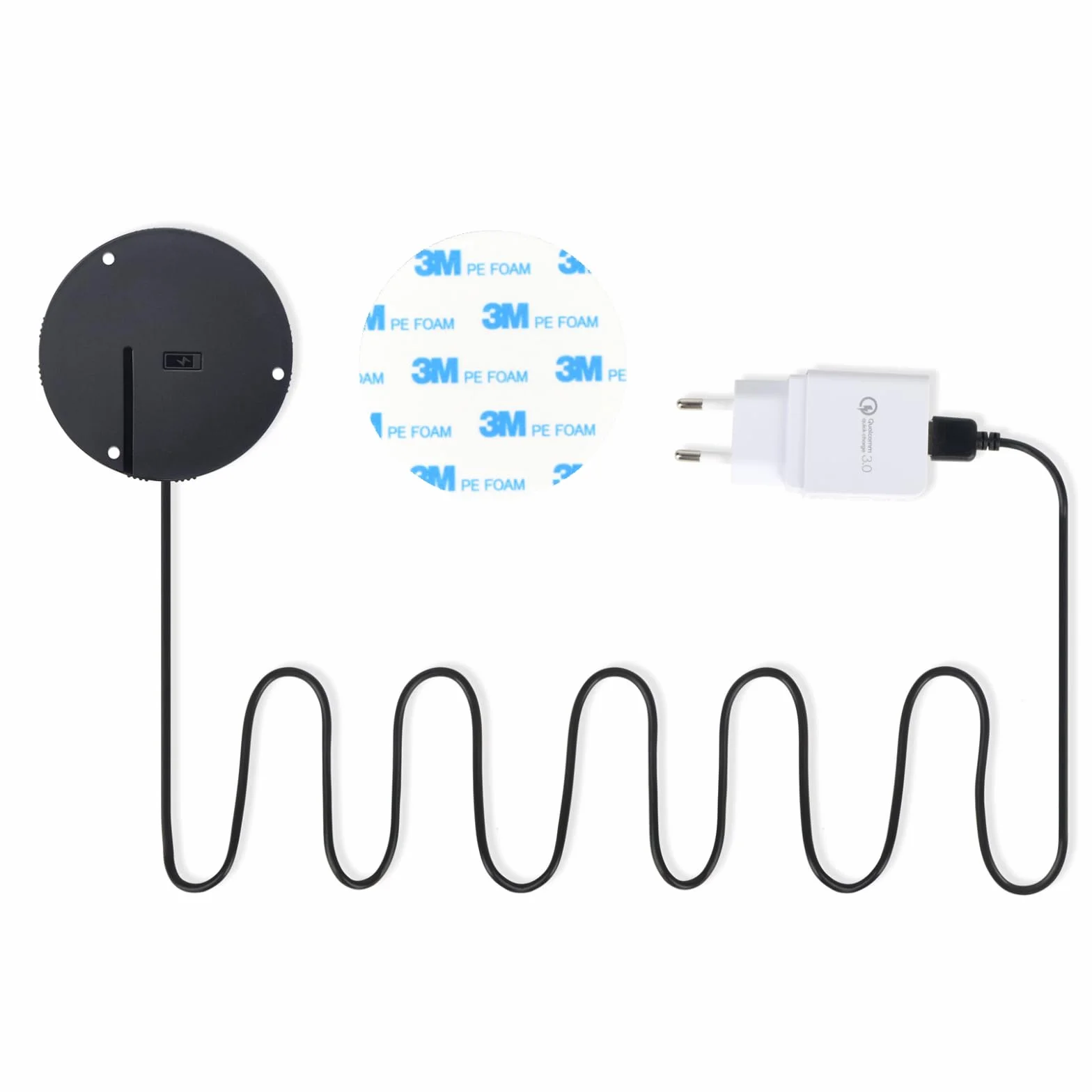 Kalb Bezprzewodowa ładowarka 15W niewidoczna 85 mm x 13,5 mm uniwersalna chroniona ładowanie indukcyjne USB QC 3.0 Plug & Play czarna