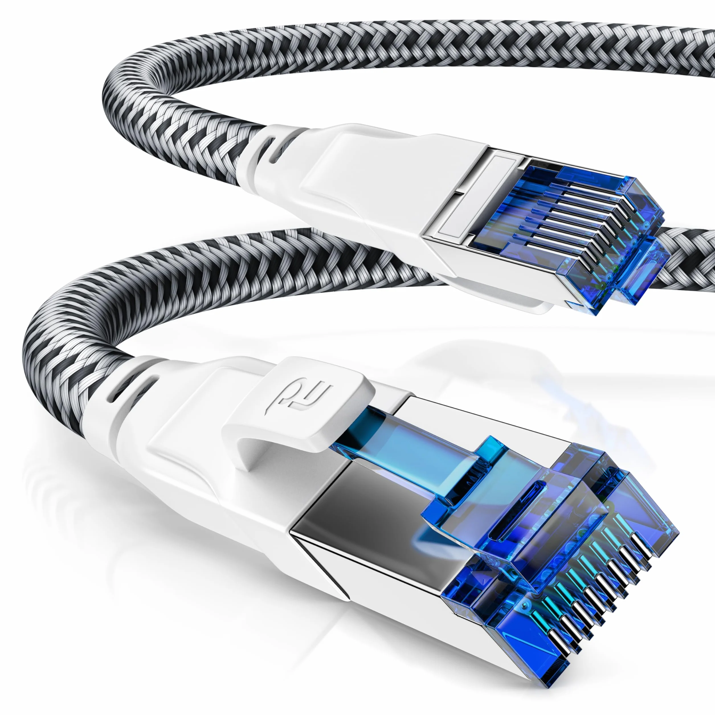 CSL kabel sieciowy CAT 8 - LAN kabel krosowy - płaszcz bawełniany - CAT8.1 High Speed Gigabit Ethernet Cable - 40 Gbits - S/FTP PIMF - wtyczka RJ45 - Cat6 Cat7 Cat8 komp - 3 metry - biały