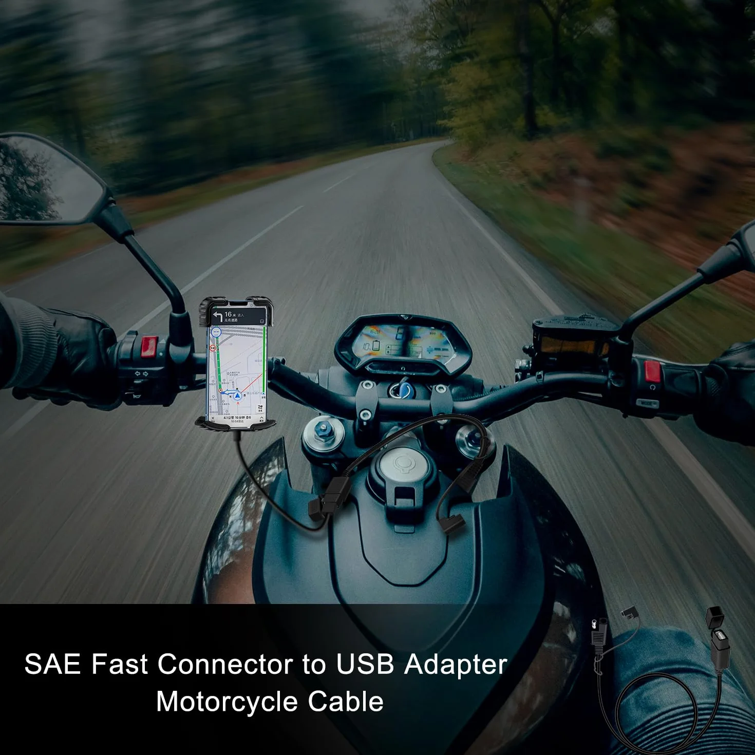 SAE na kabel USB 18 AWG 5 V 2,1 A, adapter SAE 2-pinowy na USB, z wodoszczelną osłoną, do telefonu, tabletu, ładowarki GPS (przyłącze 1, 1 m)
