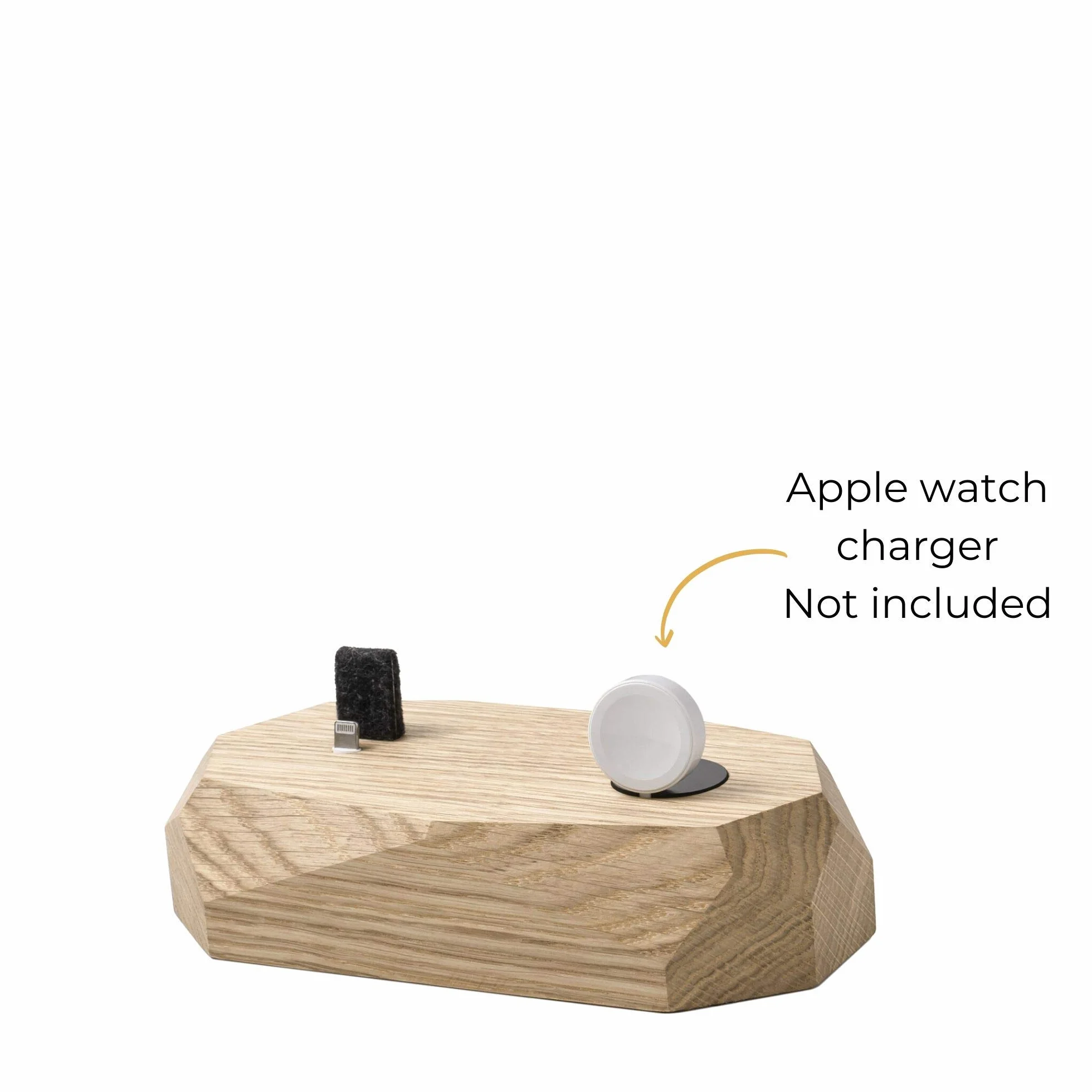 Oakywood - 2w1 Stacja dokująca z drewna kompatybilna z Apple Watch, kompatybilna z iPhone - Podwójna stacja ładująca, w zestawie 1 x złącze Lightning USB-A - Combo Dock - Dąb