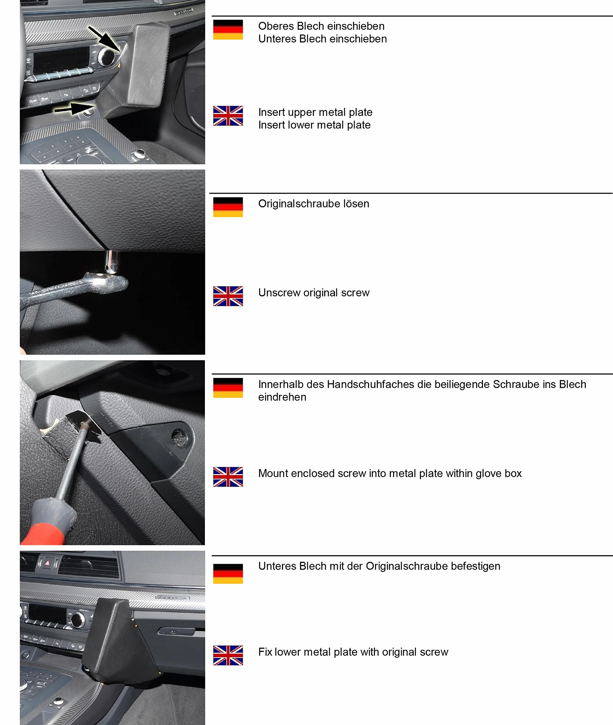 KUDA 2655 Uchwyt sztuczna skóra czarny do Audi Q5 (FY) od 2017