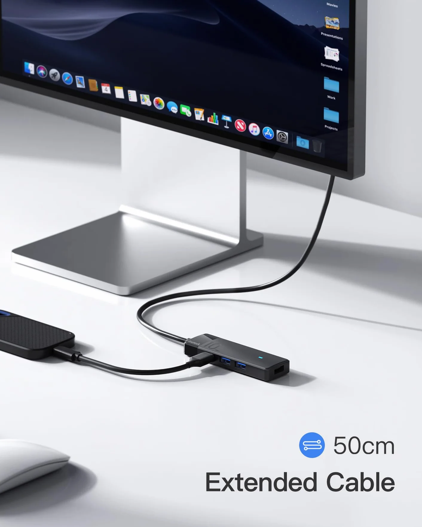 Inateck Hub USB C, koncentrator USB 3.2 Gen 2 USB C z 4 portami USB A, 10 Gb/s, kabel 50 cm, kompatybilny z Windows 7/8/10/11, Linux, Mac OS
