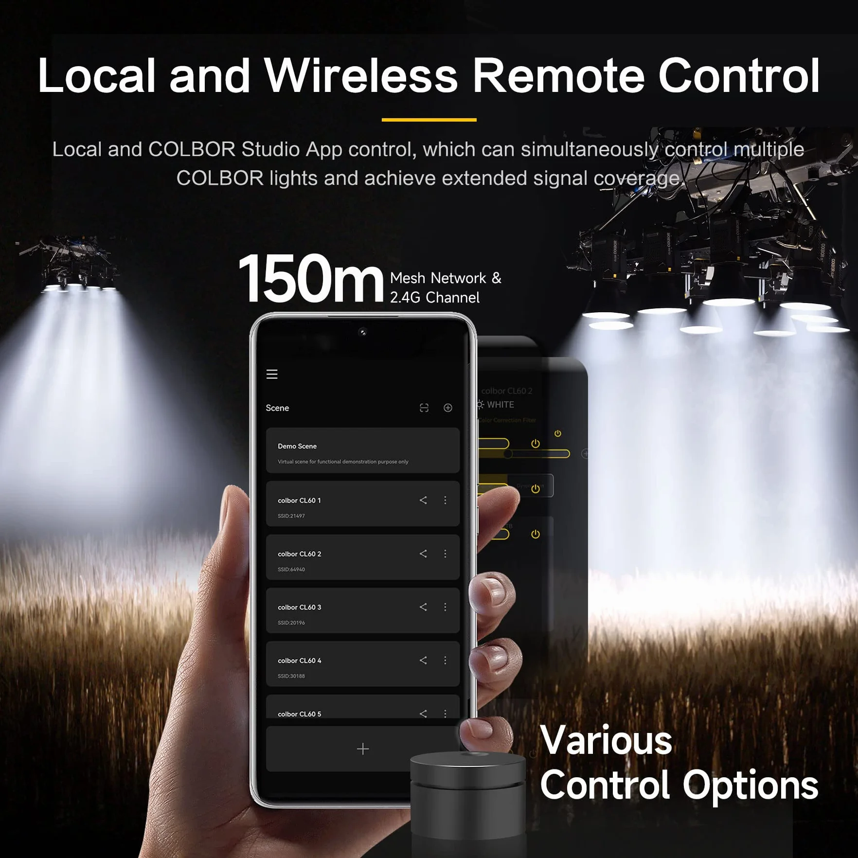 COLBOR CL220 Pro COB LED lampa wideo 220W 2700-6500K CRI96+ sterowanie aplikacją mocowanie Bowens wspierająca bezgłośną pracę i lekką wagę
