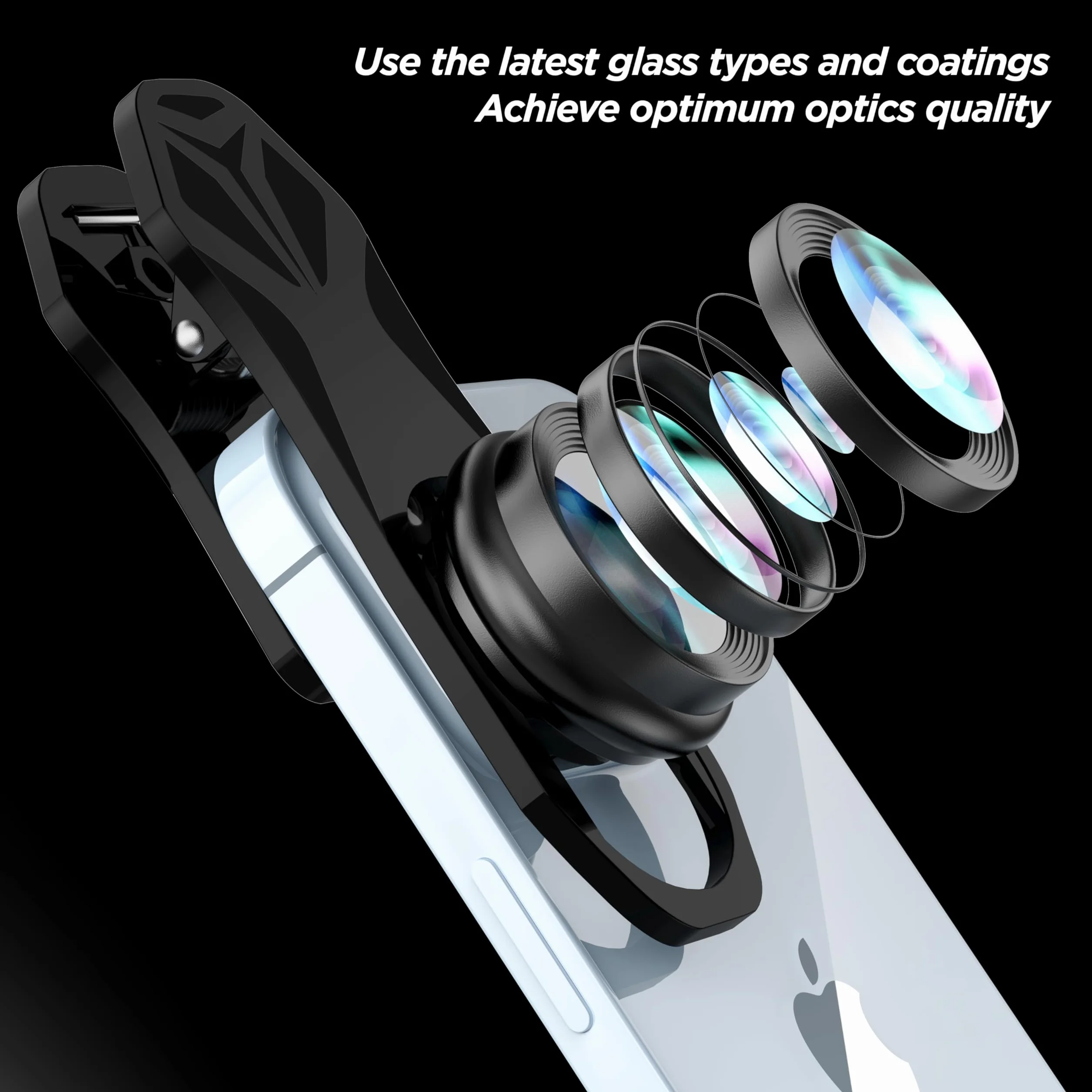Obiektyw rybie oko 210°: profesjonalny obiektyw do telefonu iPhone, Samsung, Pixel i innych, efekt rybie oko, powłoka HD, uniwersalny klips