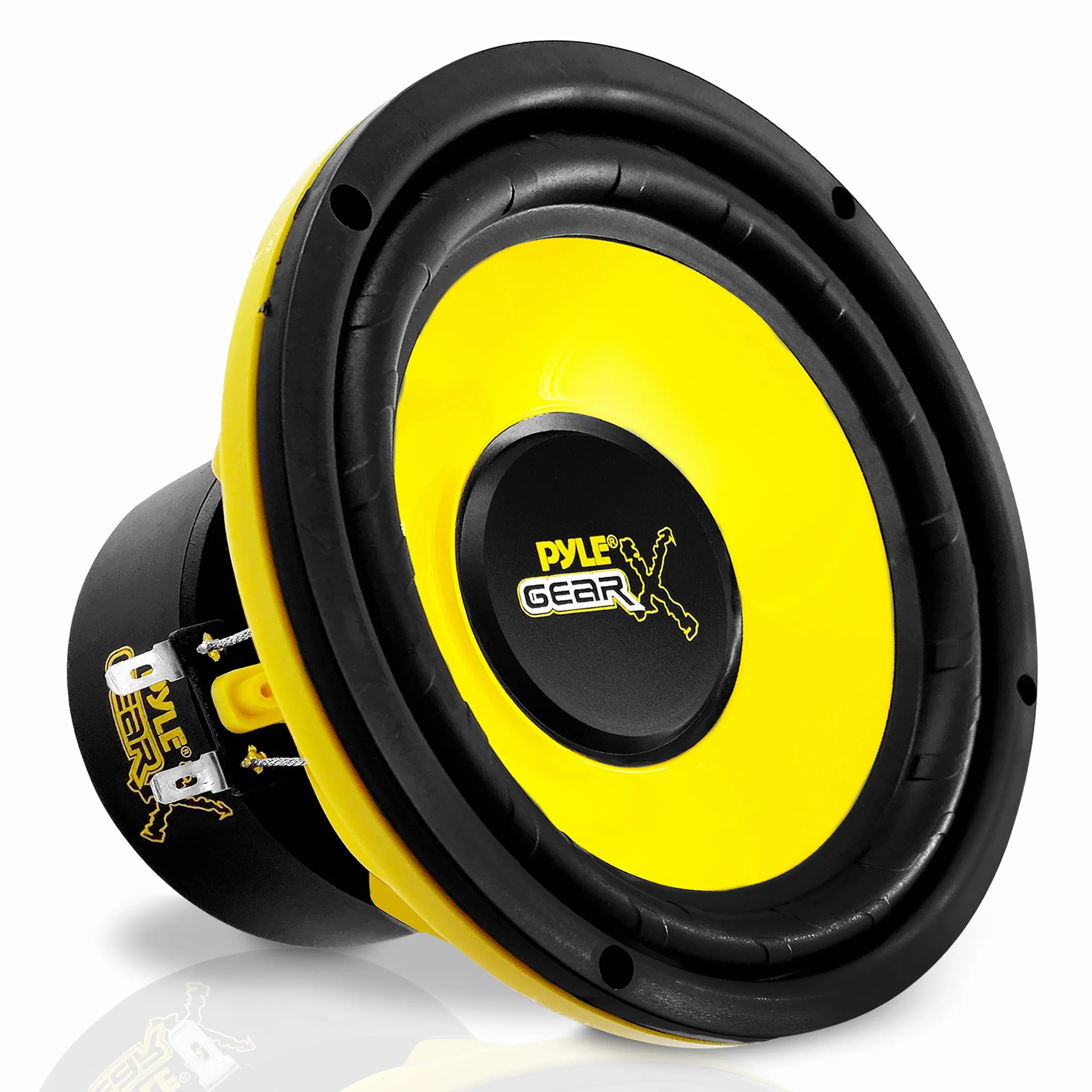 Pyle Subwoofer samochodowy 16,5 cm - moc szczytowa 300 W, subwoofer samochodowy, impedancja 4 Ohm i częstotliwość przenoszenia 60-20 kHz dla elementu samochodowego stereo - czarny/żółty