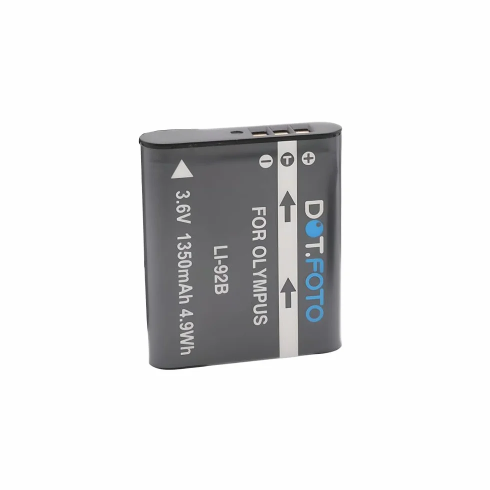 2 x Dot.Foto LI-92B Premium 3.6v / 1350mAh Bateria dla Olympus Tough TG-6, TG-5, TG-4, TG-3, TG-2, TG1 / XZ-2 / DS-2600, DS-9000, DS-9500 / dla OM System TG-7