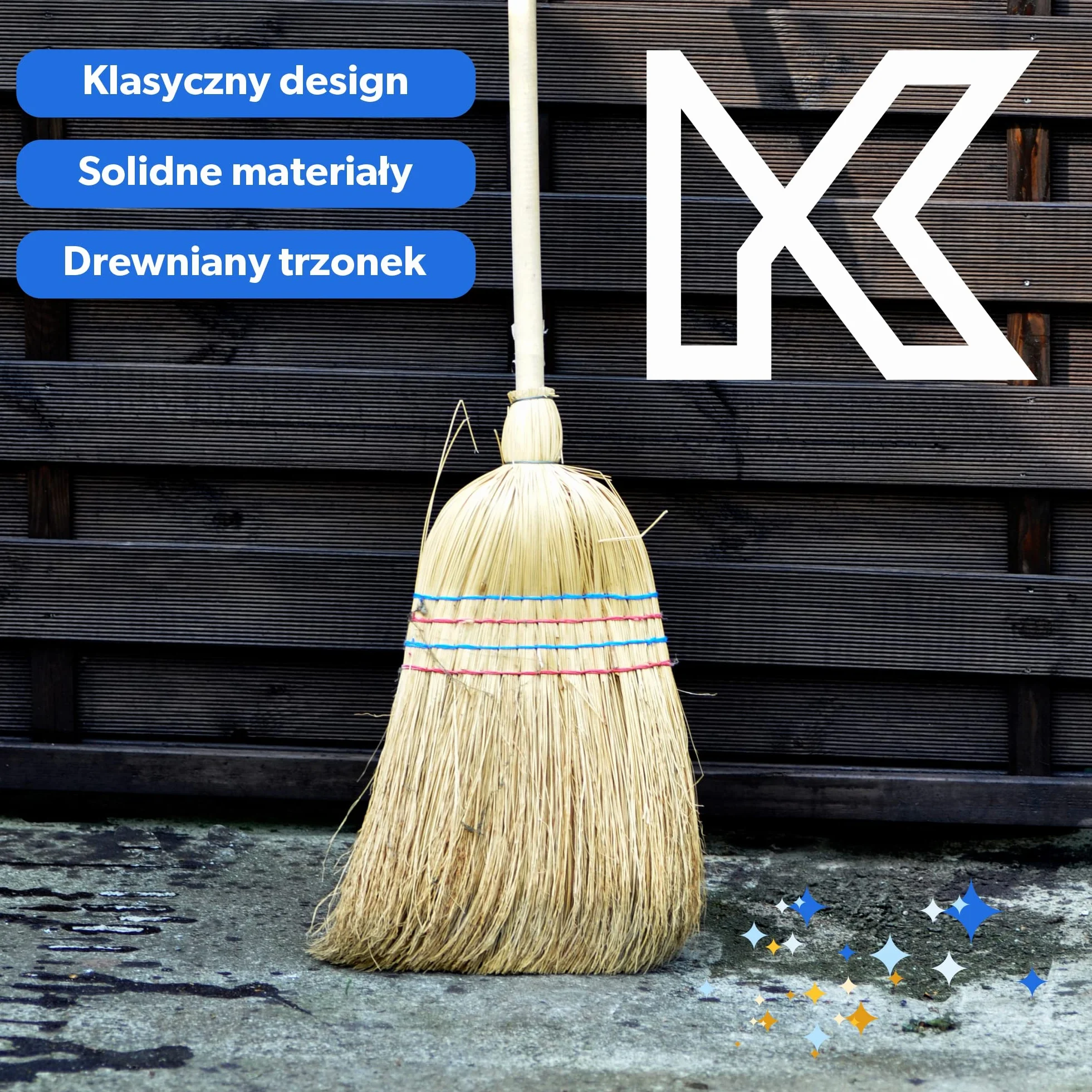 KADAX Trzepaczka ze słomy ryżowej, miotła do ryżu, miotła z długim trzonkiem z drewna, funkcjonalna miotła słomkowa, miotła z sorgo, miotła czarownica, miotła ze słomy ryżowej (dł.: 140 cm)
