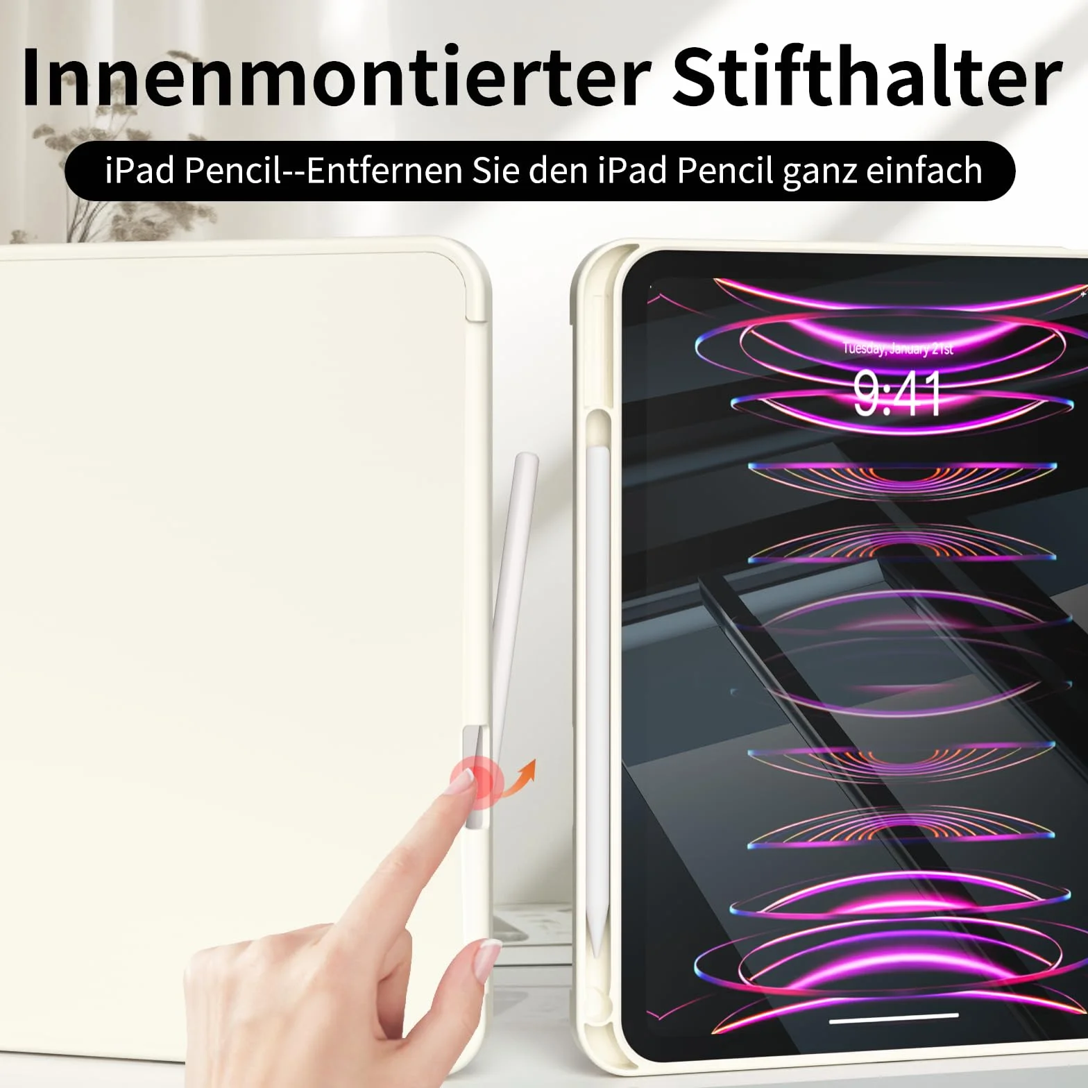 Etui na iPad (A16) 11. generacji 11 cali 2025, iPad 10. generacji 10,9 cala 2022 z uchwytem na długopis, funkcja Auto Wake/Sleep, obsługuje Touch ID, Slim Trifold Stand Protective Cover