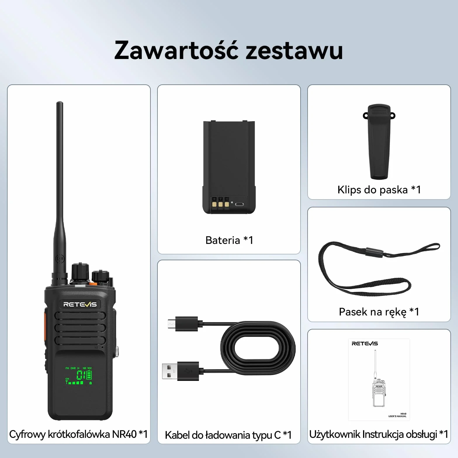 Retevis NR40 Krótkofalówki dla Dorosłych, Radiotelefon DMR Dalekiego Zasięgu, Wodoszczelność IP67, 2800 mAh, Czysta jakość Dźwięku, Wytrzymałe Radio dla Logistycznych (Czarne, 1 Opakowanie)