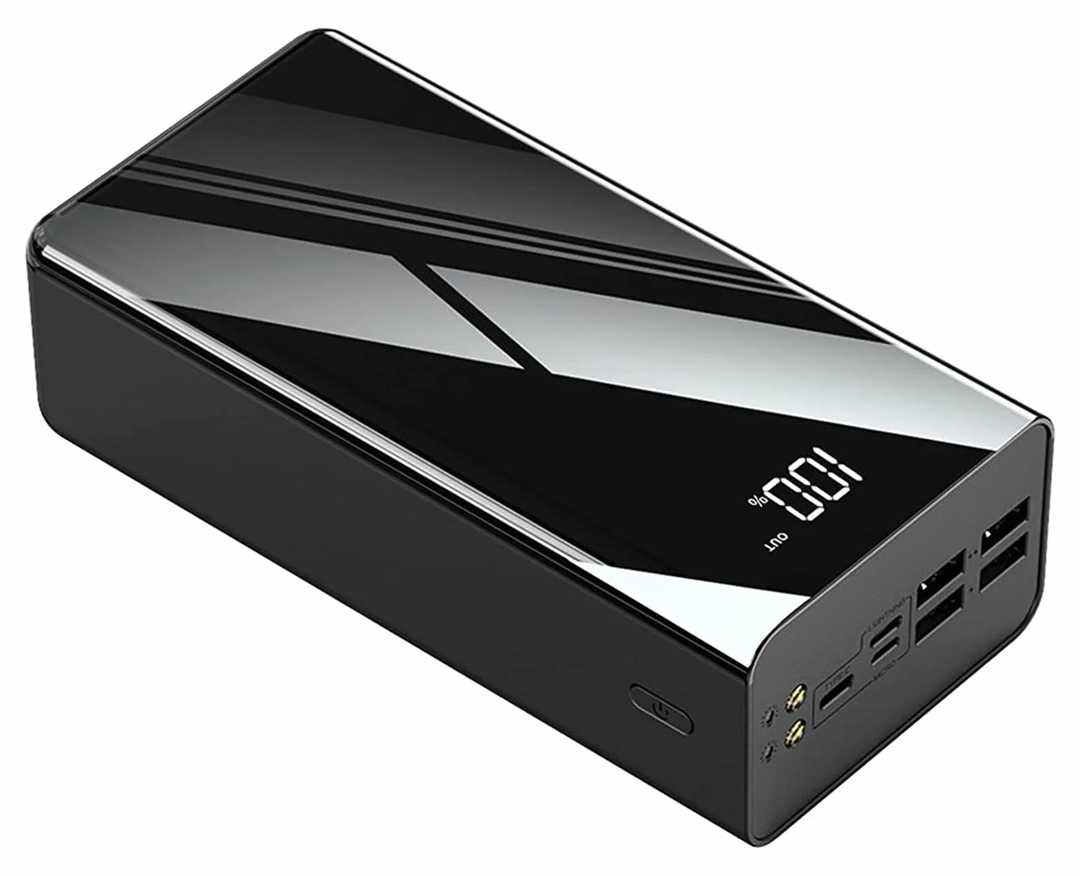 Przenośna ładowarka 40000-100000 mAh Power Bank akumulator o dużej pojemności z wyświetlaczem może ładować 4 urządzenia jednocześnie, szybkie ładowanie do smartfonów, tabletów, konsol do gier (czarna