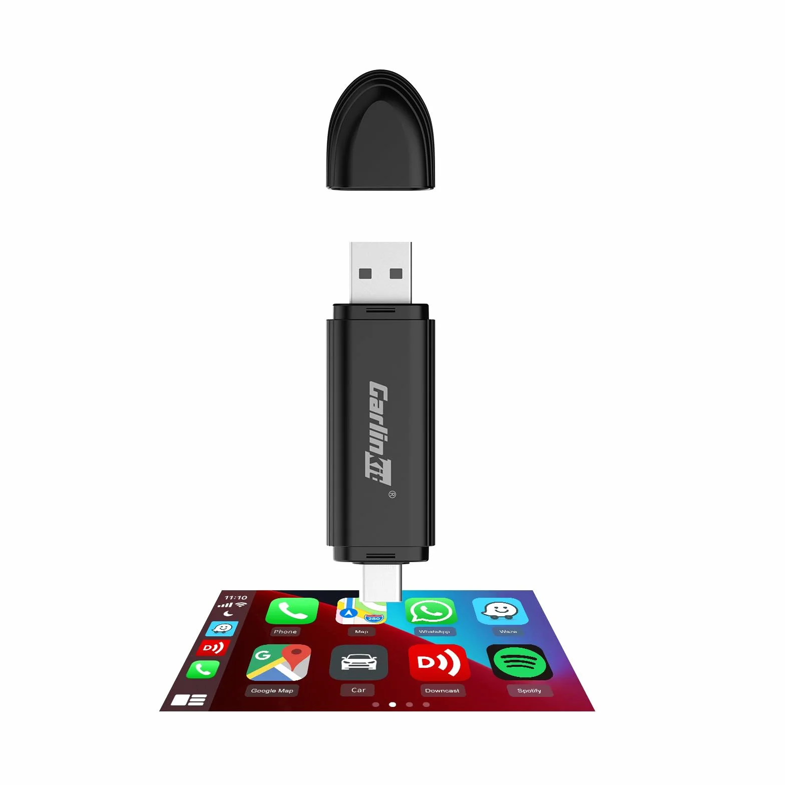 Carlinkit draadloze CarPlay-adapter, voor auto's met ingebouwde Car Play, voor VW Audi Volvo Renault Opel Citroen Toyota Peugeot KIA Hyundai (Modeljaar: 2016 tot 2025), Ondersteuning IOS11 + en firmwa