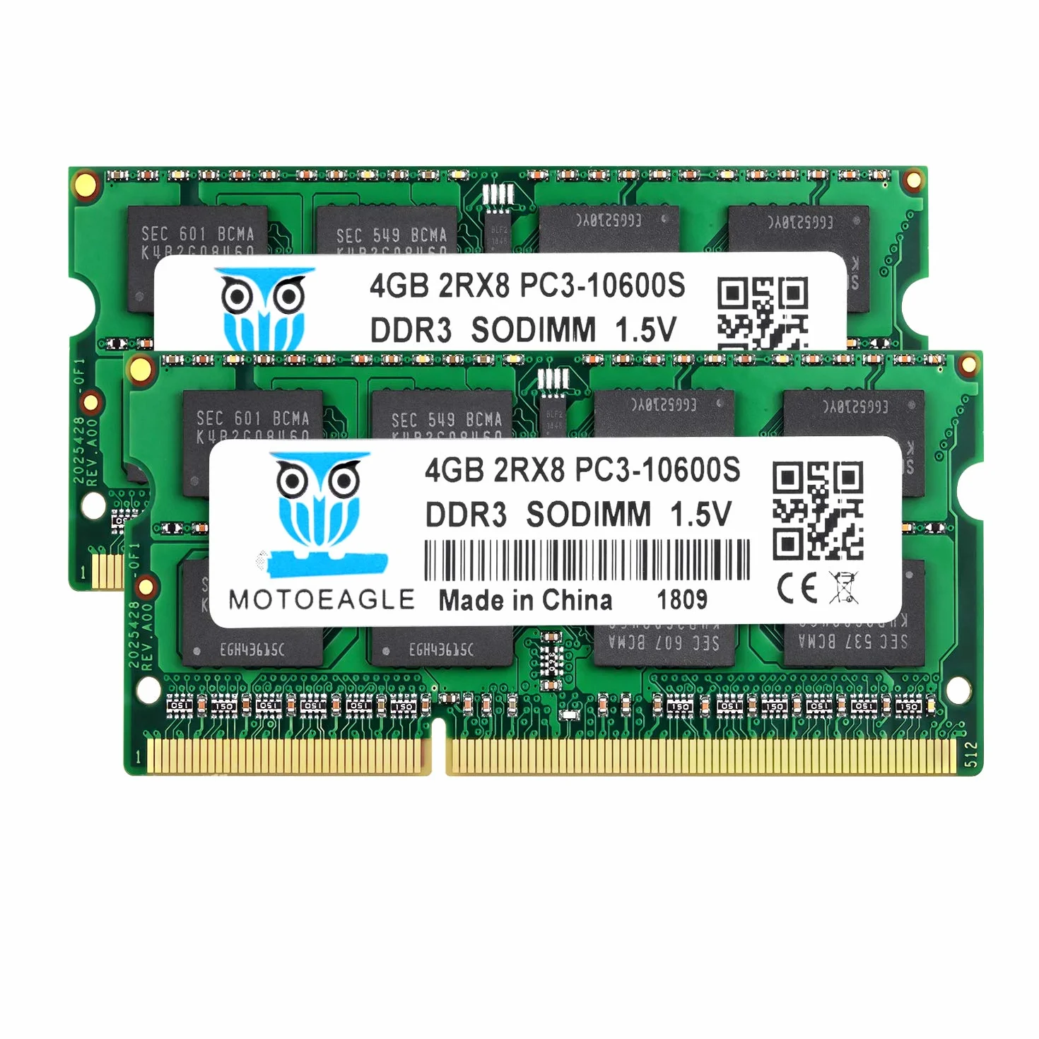 Motoeagle Pamięć operacyjna do notebooka, DDR3 1333, zestaw 8 GB (2 x 4 GB), PC3, 10600, 10600S, 4 GB, SODIMM, 204-stykowa, niebuforowana, bez ECC, 1,5 V, CL9, 2Rx8 Dual Rank
