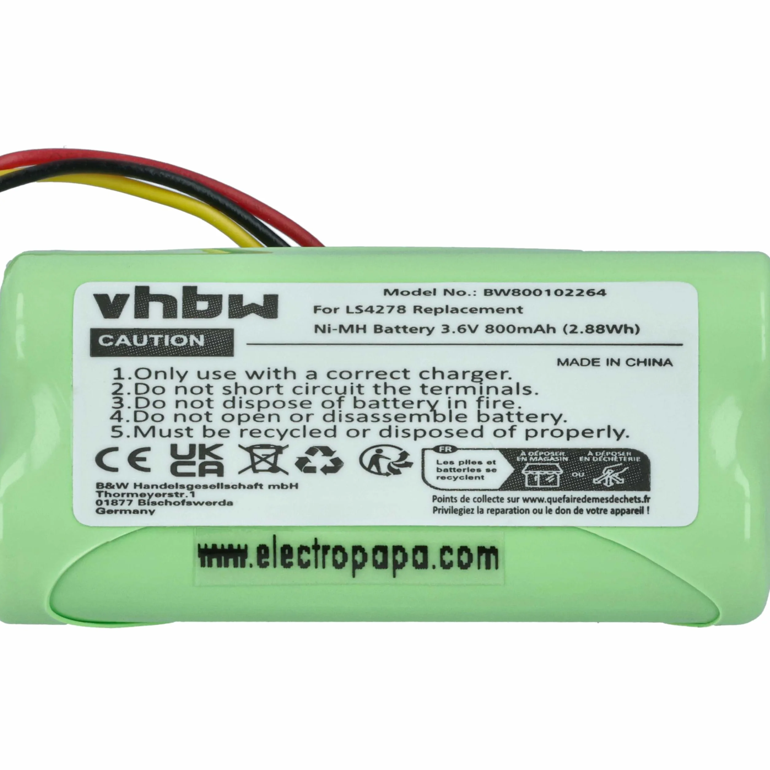 vhbw Bateria NI-MH 800 mAh 3,6 V do skanera kodów kreskowych Symbol LS4278