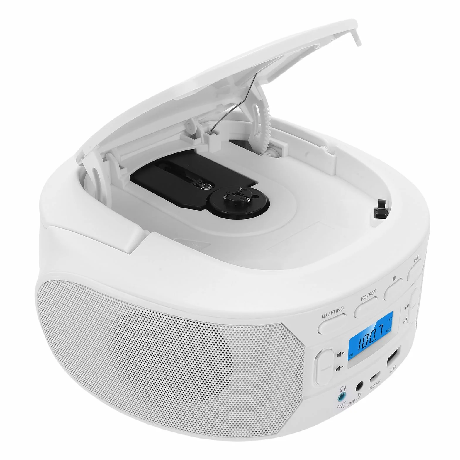 Przenośny Odtwarzacz CD, Odtwarzacz Audio, Radio FM, Urządzenie Odtwarzające USB z ładowaniem od Góry i Trybami Dźwięku EQ, Idealne dla Miłośników Muzyki, do Użytku w Domu i w Podróży,